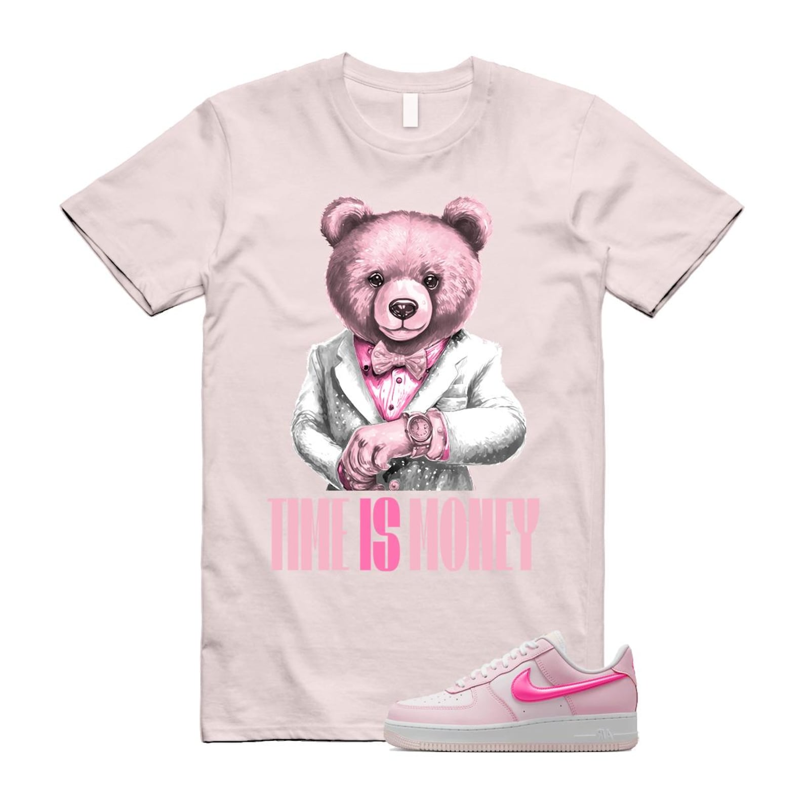 Air Force 1 '07 LX Pearl Pink Paw Print White Foam Playful T Shirt Match TIM ,HM3696-661 T-Shirt, Sneaker Match Tee