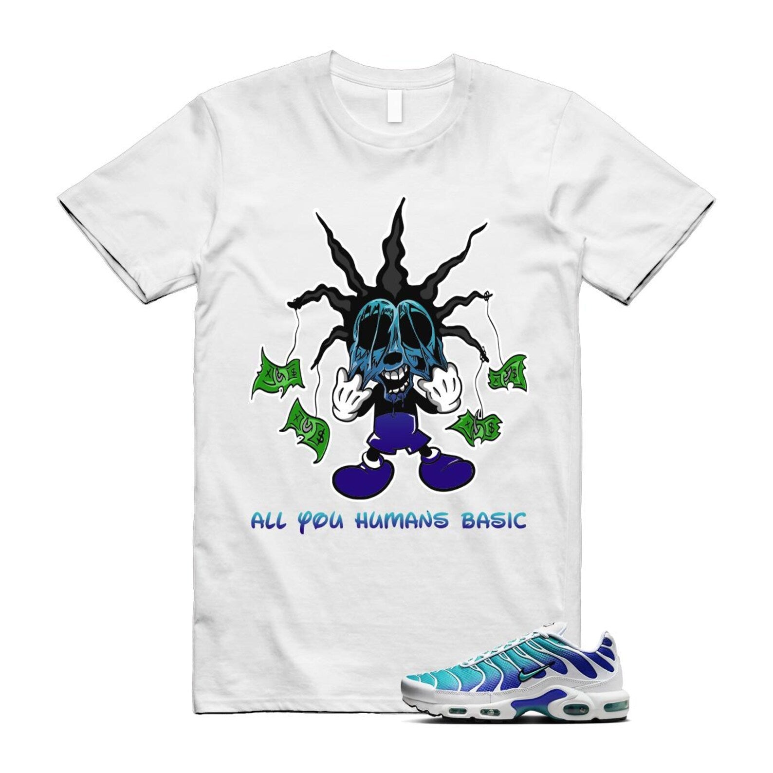 Air Max Bleached Aqua Fierce Purple White Plus Gradient T Shirt Match HOOK ,AQ9979-100 T-Shirt, Sneaker Match Tee