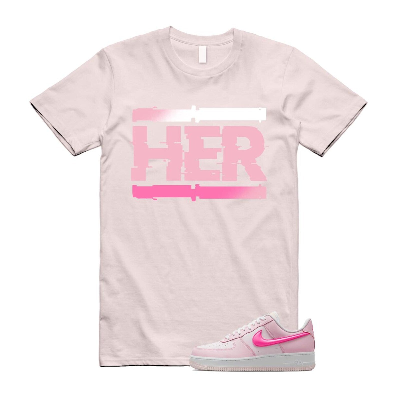 Air Force 1 '07 LX Pearl Pink Paw Print White Foam Playful T Shirt Match HER ,HM3696-661 T-Shirt, Sneaker Match Tee