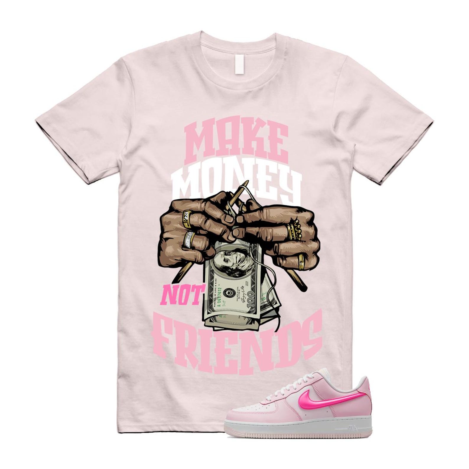 Air Force 1 '07 LX Pearl Pink Paw Print White Foam Playful T Shirt Match MM ,HM3696-661 T-Shirt, Sneaker Match Tee