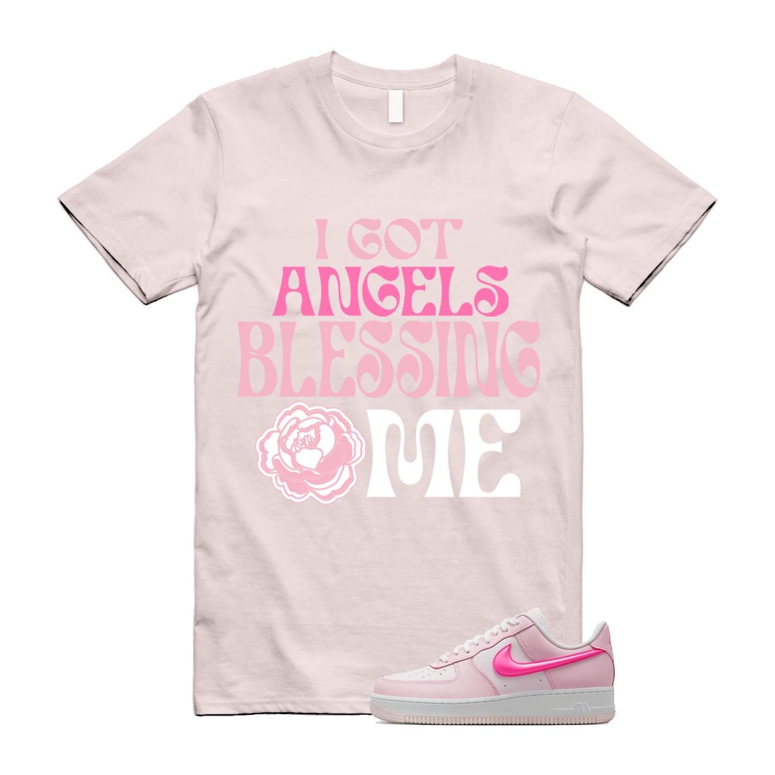 Air Force 1 '07 LX Pearl Pink Paw Print White Foam Playful T Shirt Match ANGELS ,HM3696-661 T-Shirt, Sneaker Match Tee