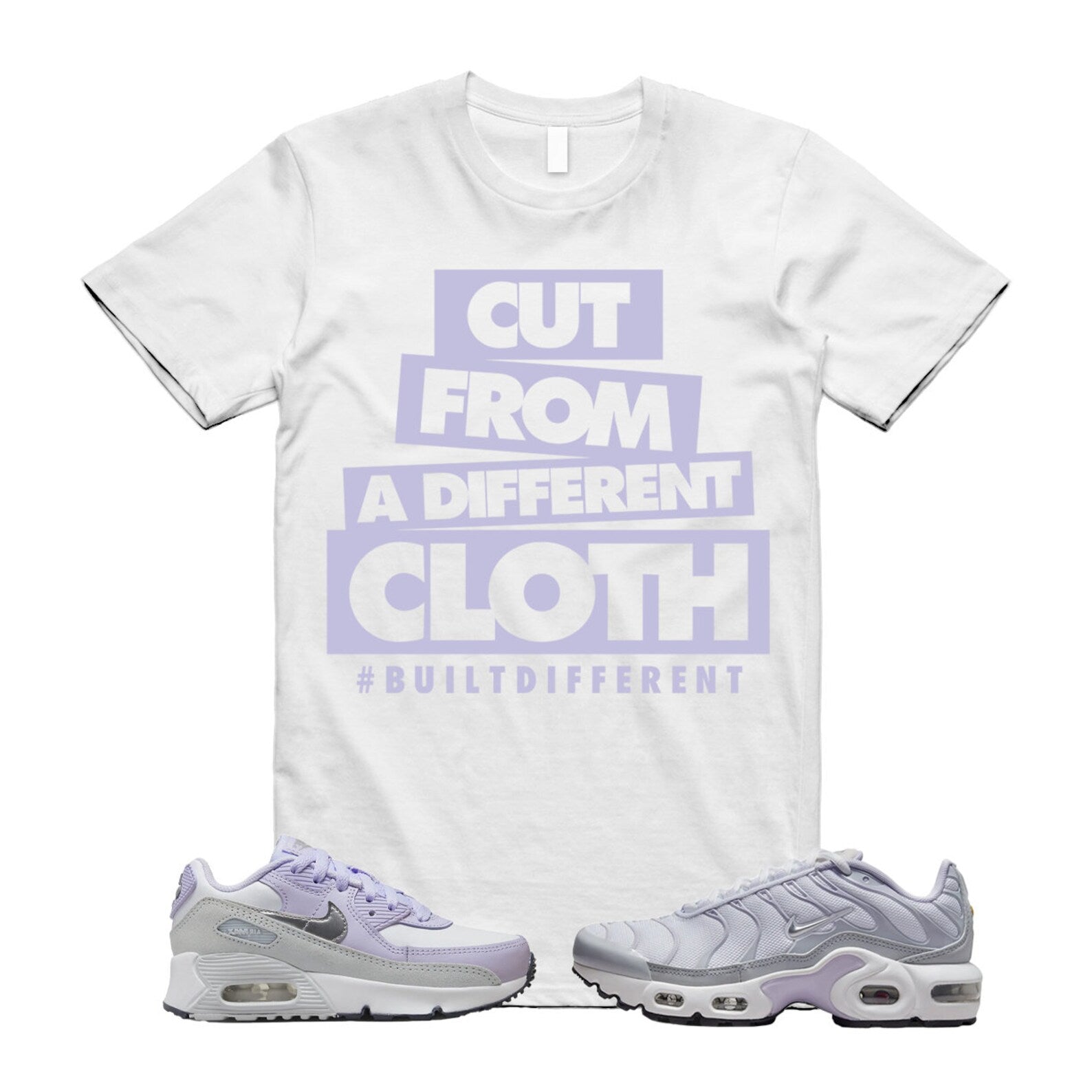 CLOTH T Shirt to match Air Max Plus 90 LTR White Violet Frost Pure Platinum Metallic Silver Toggle Thunder Blue Waffle One ,CD0609-108 /CV0064-005 T-Shirt, Sneaker Match Tee
