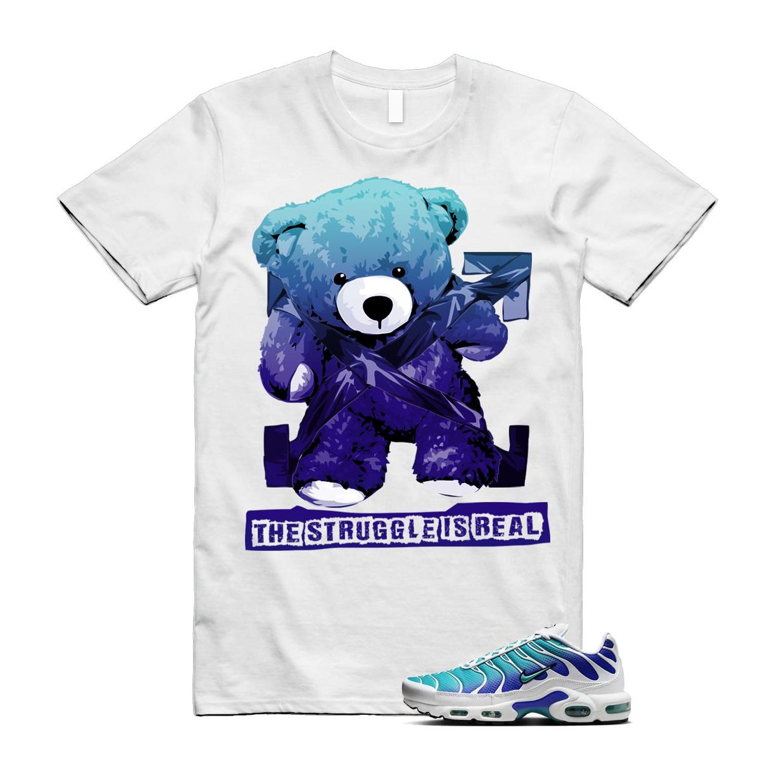 Air Max Bleached Aqua Fierce Purple White Plus Gradient T Shirt Match STRUG ,AQ9979-100 T-Shirt, Sneaker Match Tee