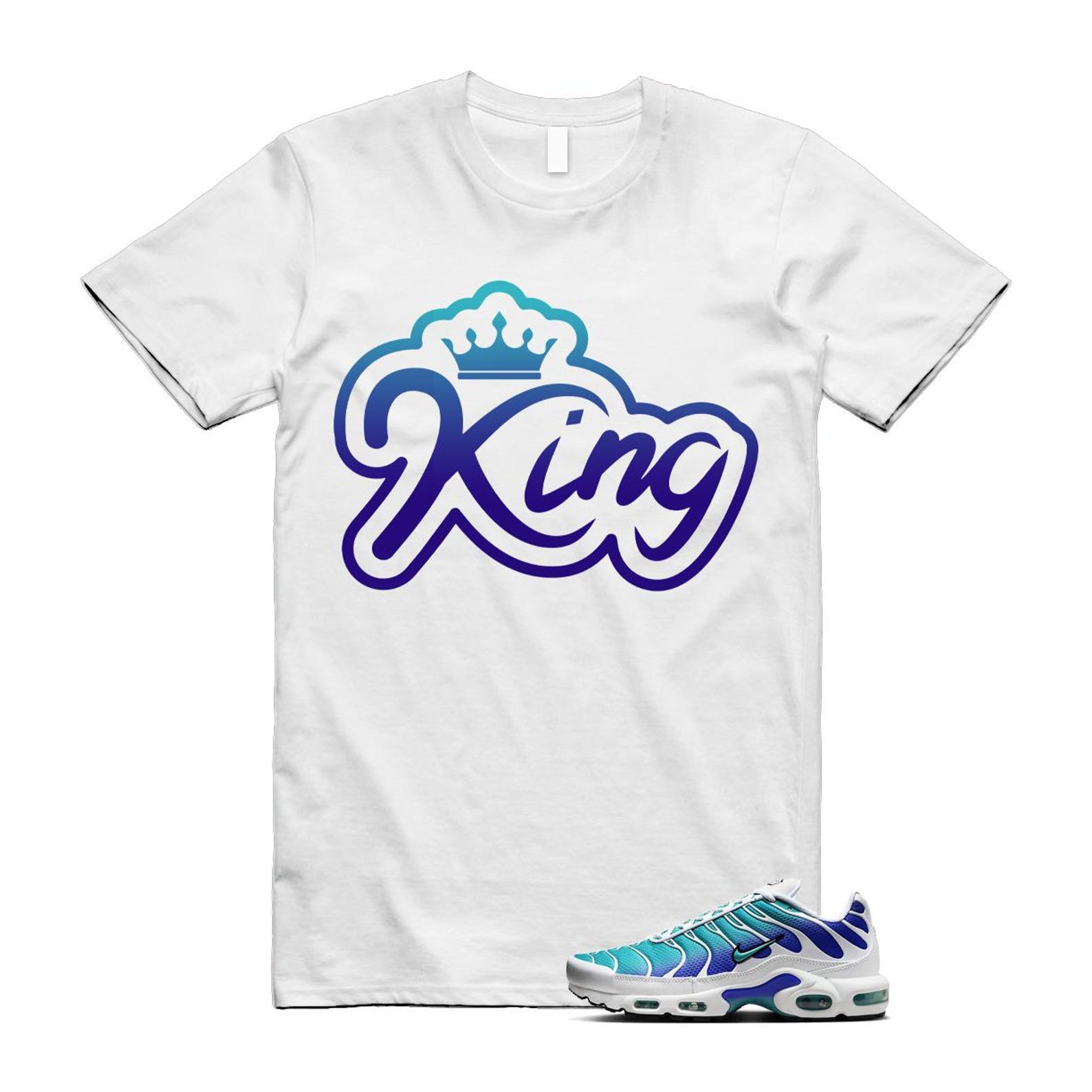 Air Max Bleached Aqua Fierce Purple White Plus Gradient T Shirt Match K2 ,AQ9979-100 T-Shirt, Sneaker Match Tee