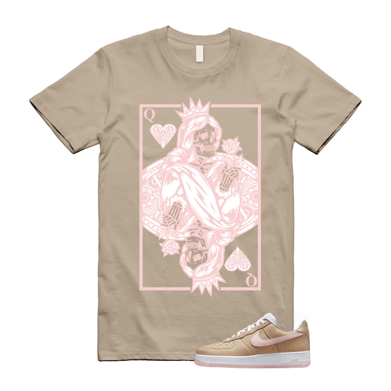 Air Force 1 Linen Atmosphere True White Tan Pink Low T Shirt Match QC ,845053-201 T-Shirt, Sneaker Match Tee