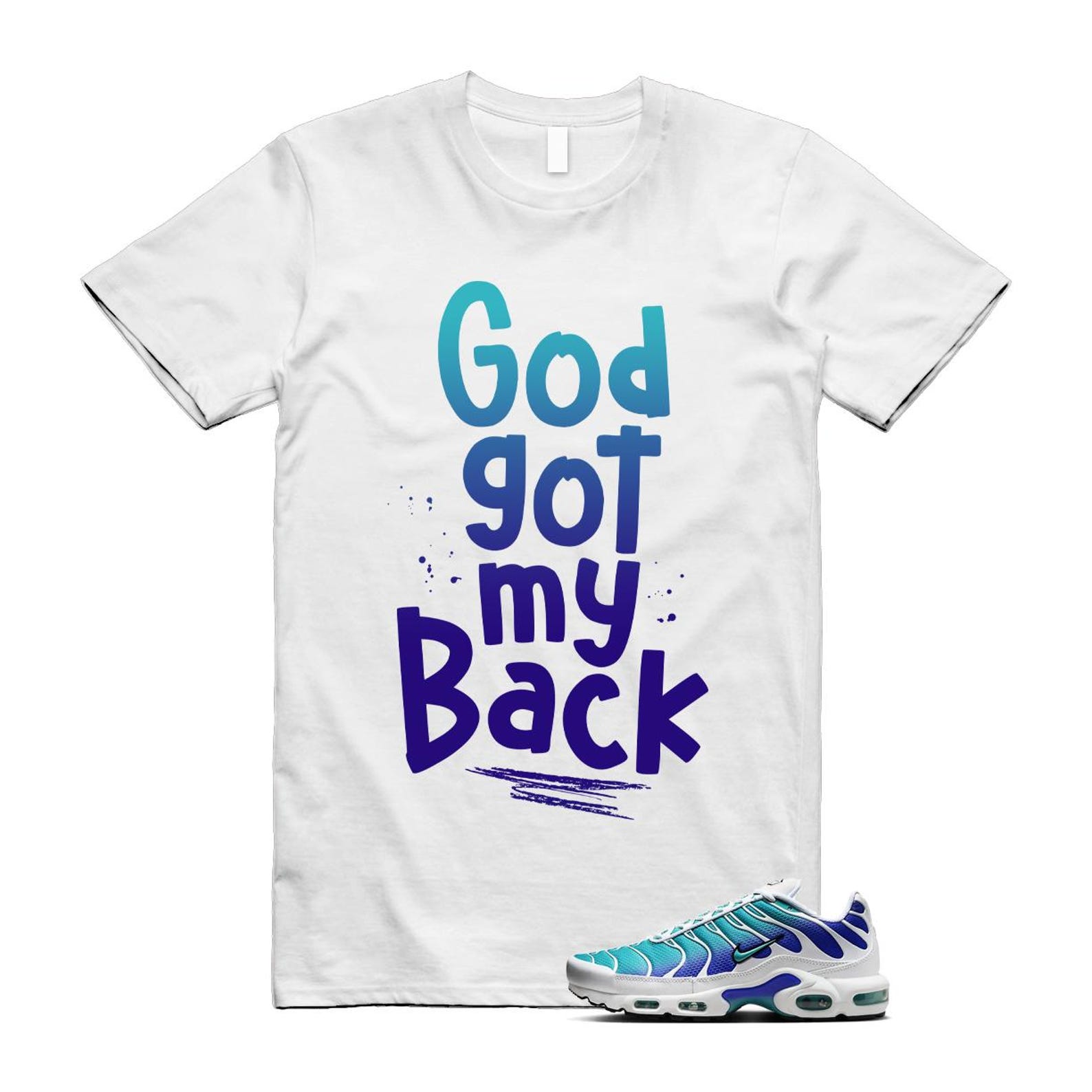 Air Max Bleached Aqua Fierce Purple White Plus Gradient T Shirt Match GOD ,AQ9979-100 T-Shirt, Sneaker Match Tee