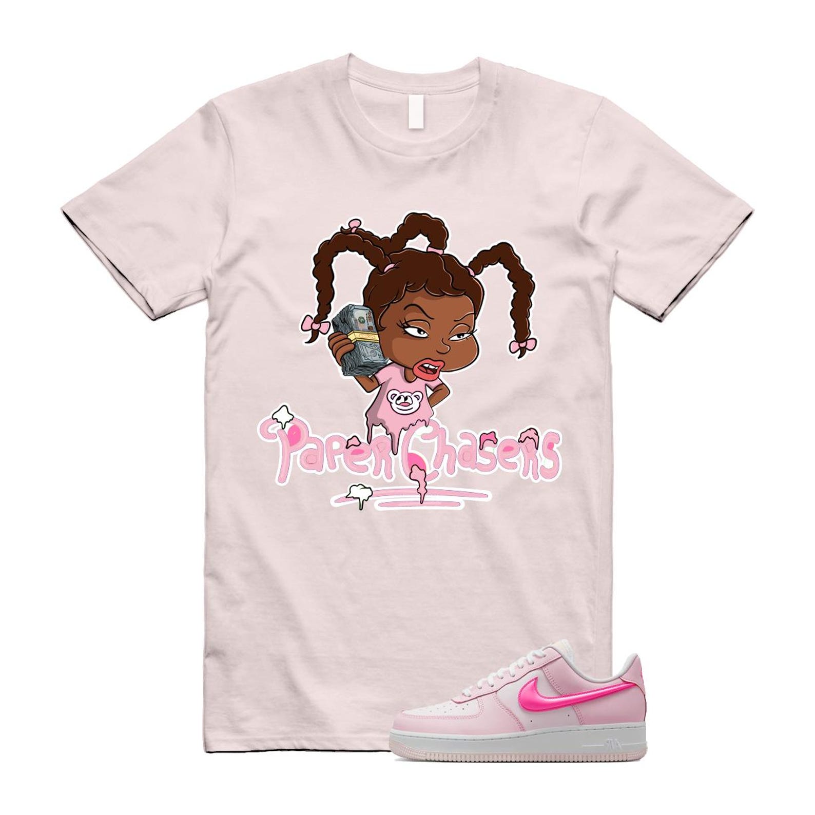 Air Force 1 '07 LX Pearl Pink Paw Print White Foam Playful T Shirt Match PC ,HM3696-661 T-Shirt, Sneaker Match Tee
