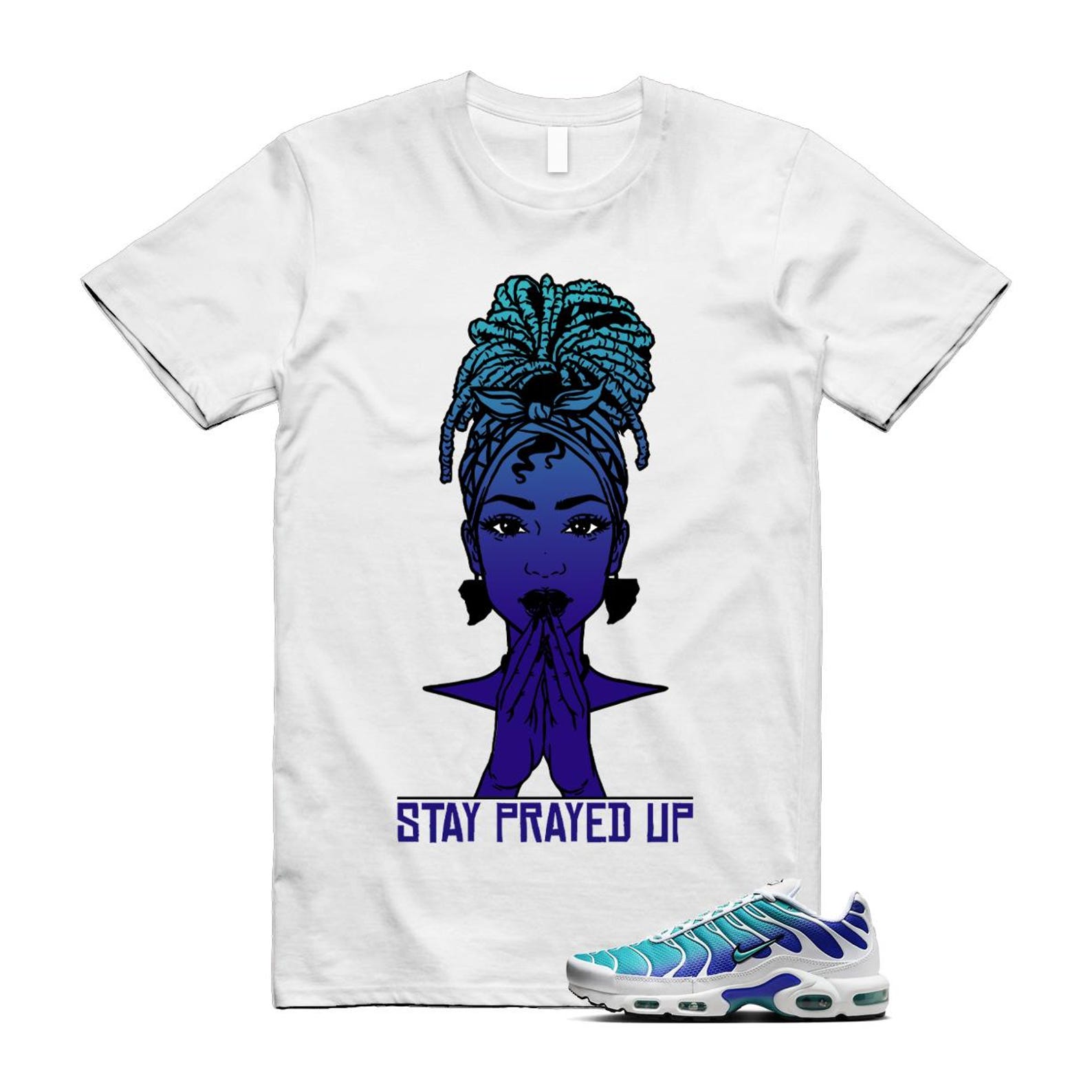Air Max Bleached Aqua Fierce Purple White Plus Gradient T Shirt Match PRAY ,AQ9979-100 T-Shirt, Sneaker Match Tee
