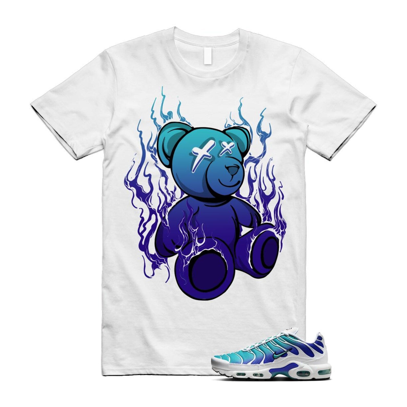 Air Max Bleached Aqua Fierce Purple White Plus Gradient T Shirt Match LIT ,AQ9979-100 T-Shirt, Sneaker Match Tee