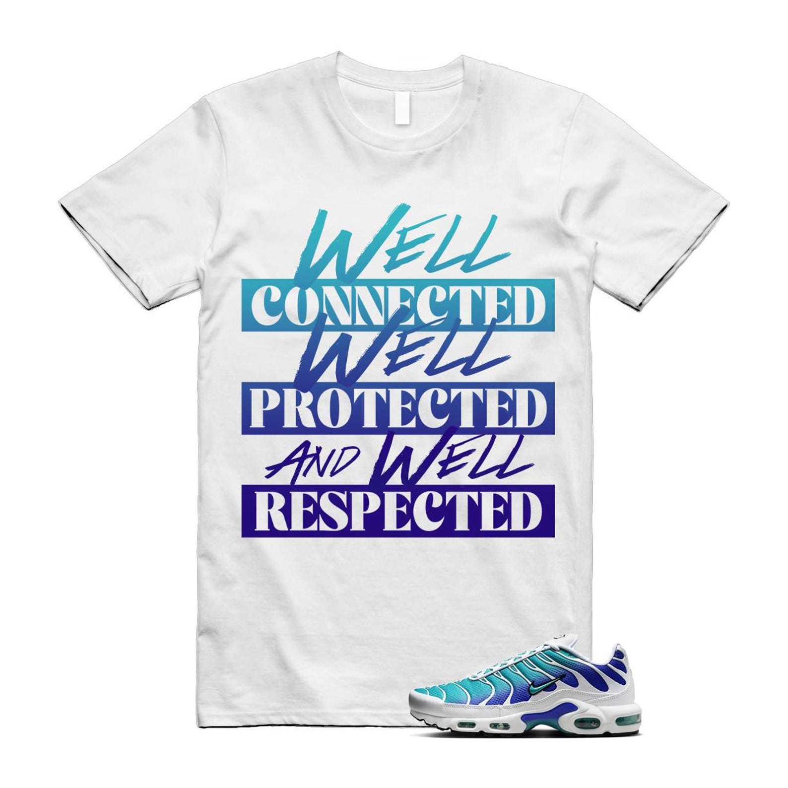 Air Max Bleached Aqua Fierce Purple White Plus Gradient T Shirt Match WELL ,AQ9979-100 T-Shirt, Sneaker Match Tee