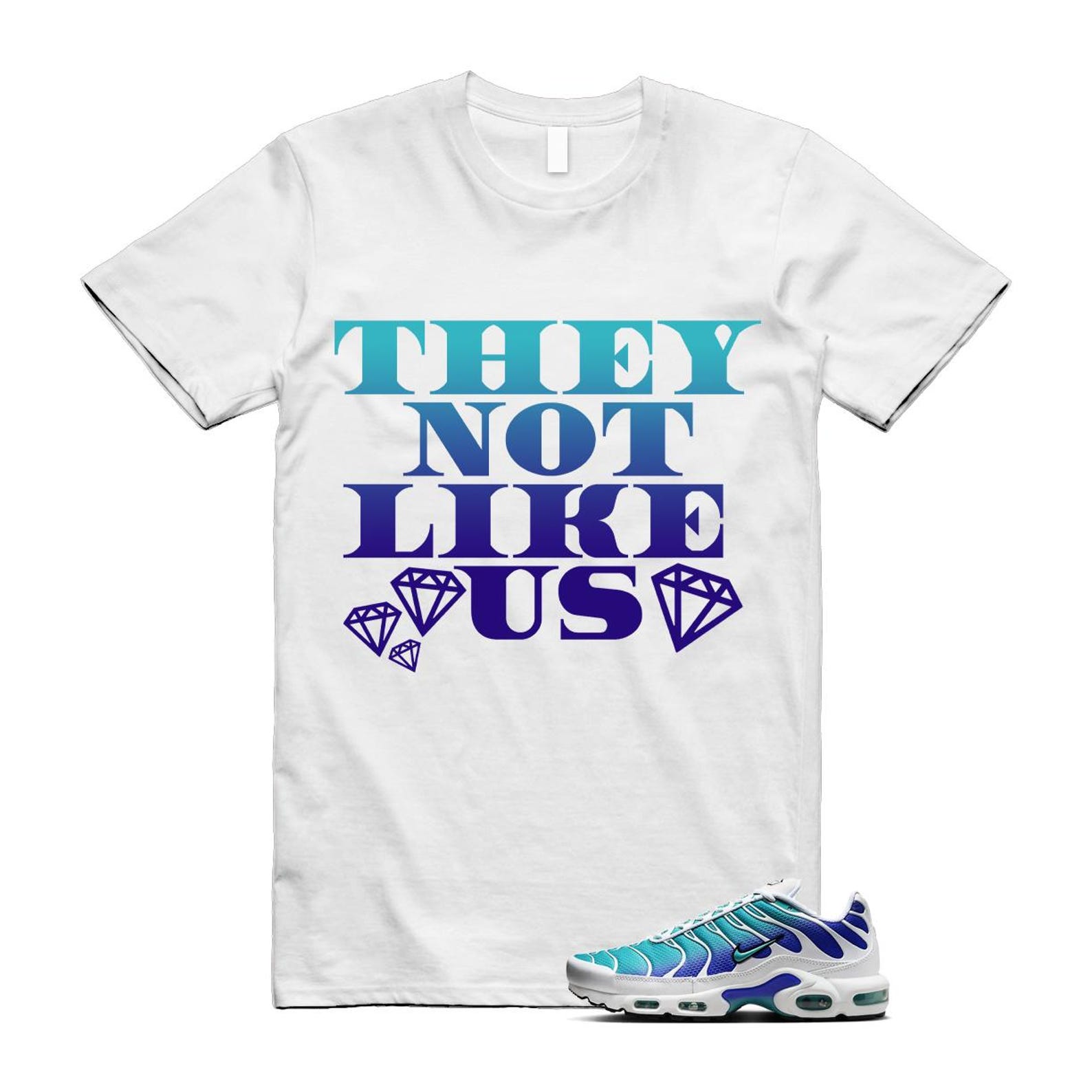 Air Max Bleached Aqua Fierce Purple White Plus Gradient T Shirt Match US2 ,AQ9979-100 T-Shirt, Sneaker Match Tee