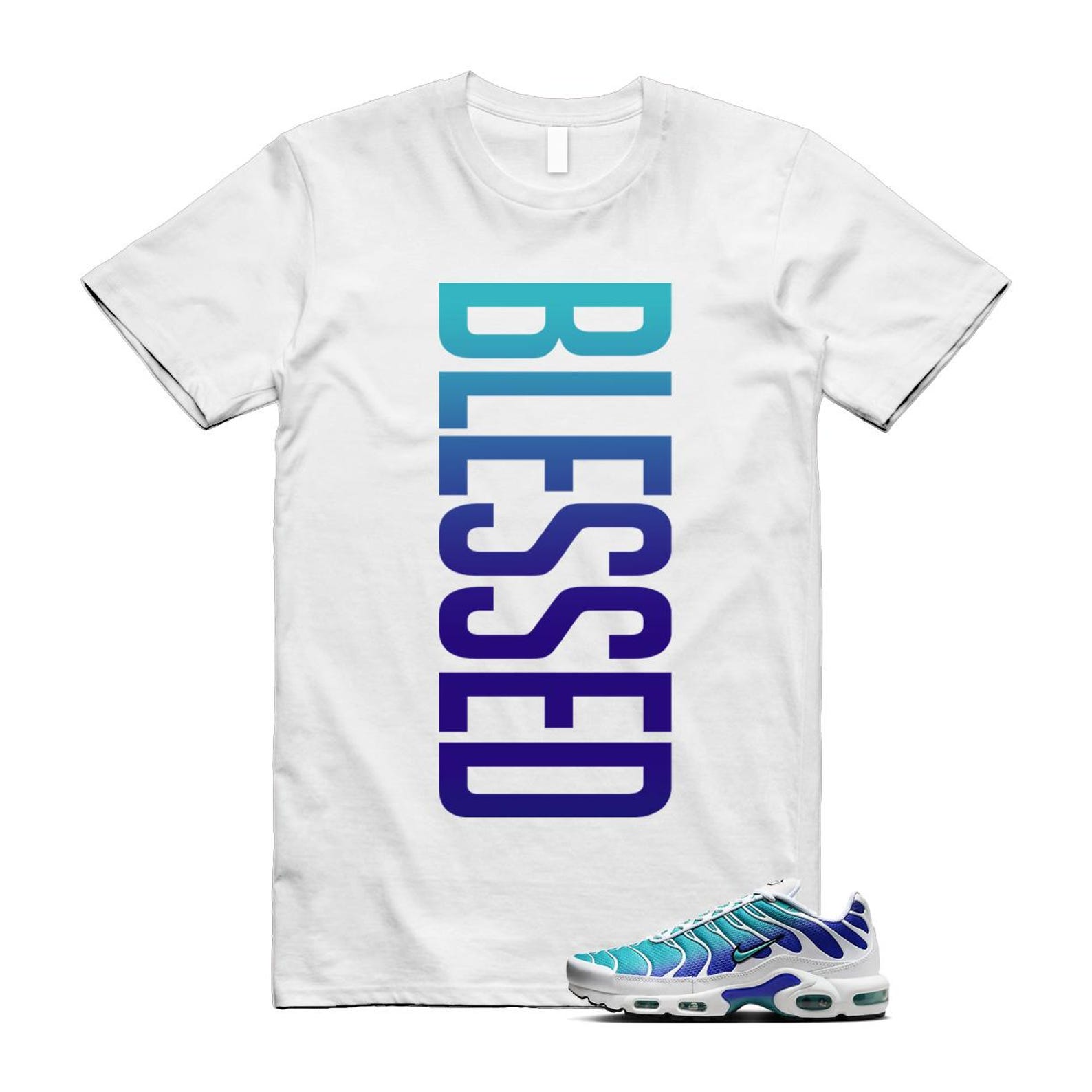Air Max Bleached Aqua Fierce Purple White Plus Gradient T Shirt Match VERTBLS ,AQ9979-100 T-Shirt, Sneaker Match Tee