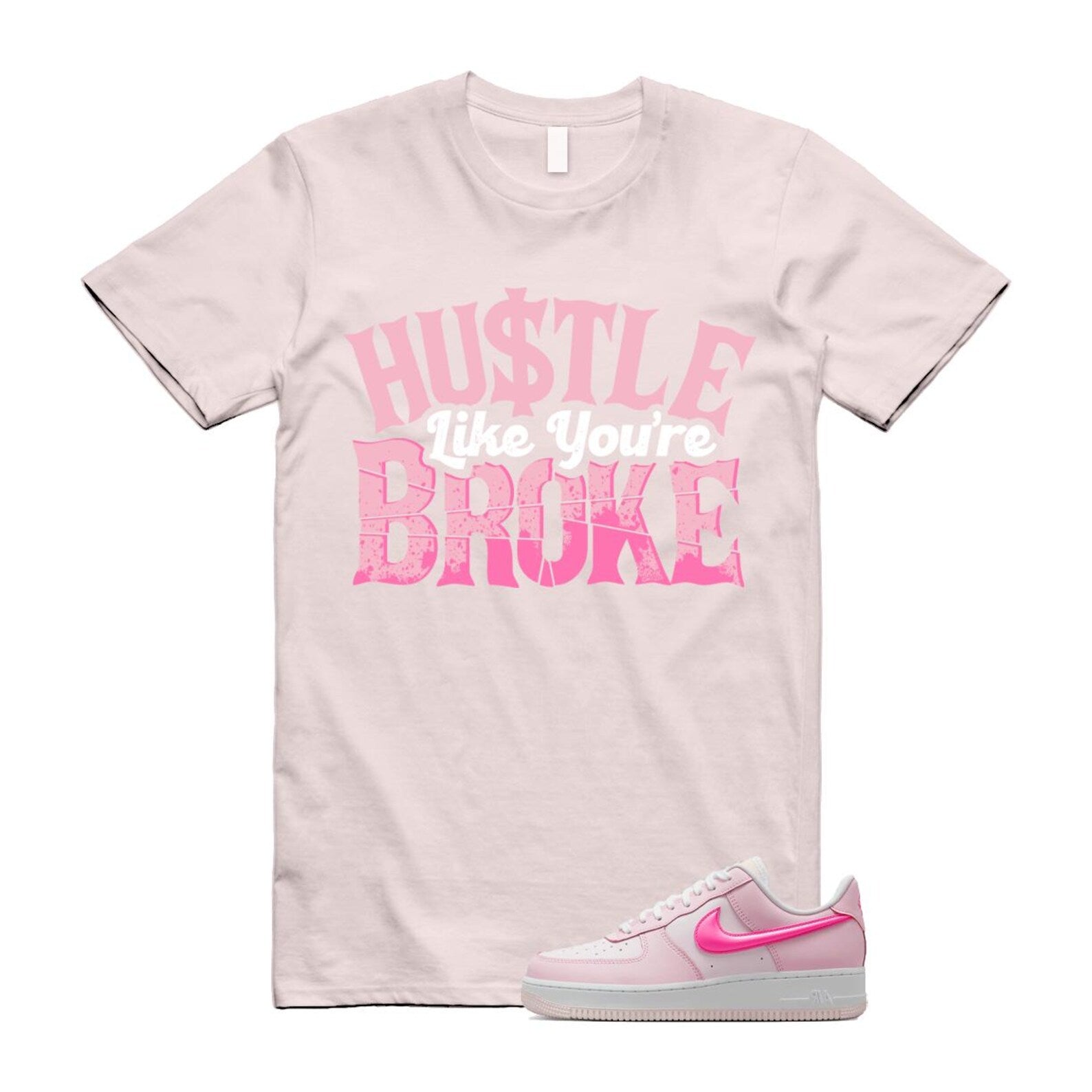 Air Force 1 '07 LX Pearl Pink Paw Print White Foam Playful T Shirt Match BROKE ,HM3696-661 T-Shirt, Sneaker Match Tee