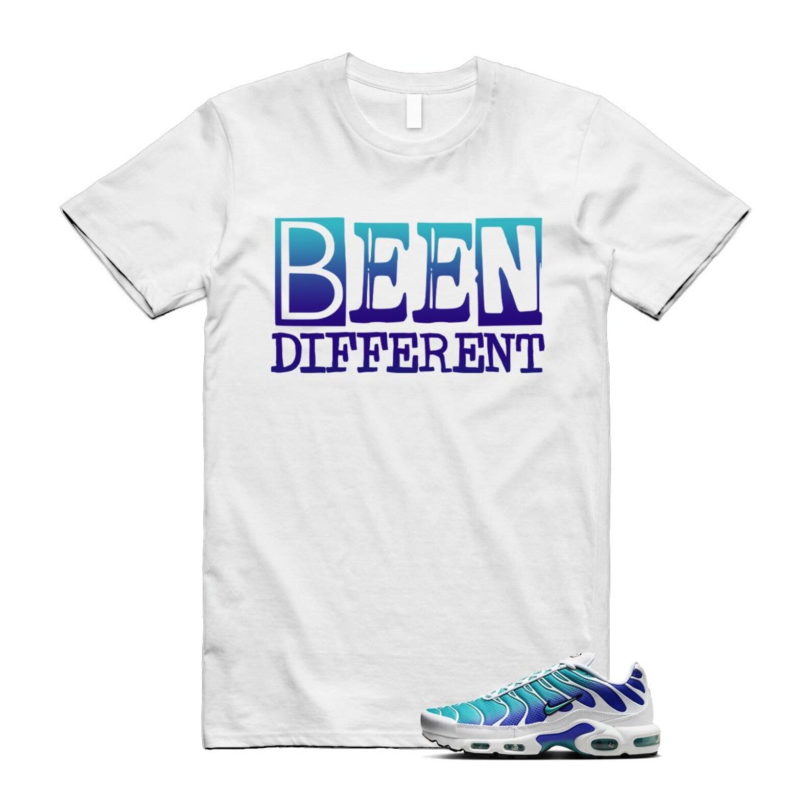 Air Max Bleached Aqua Fierce Purple White Plus Gradient T Shirt Match BEEN ,AQ9979-100 T-Shirt, Sneaker Match Tee
