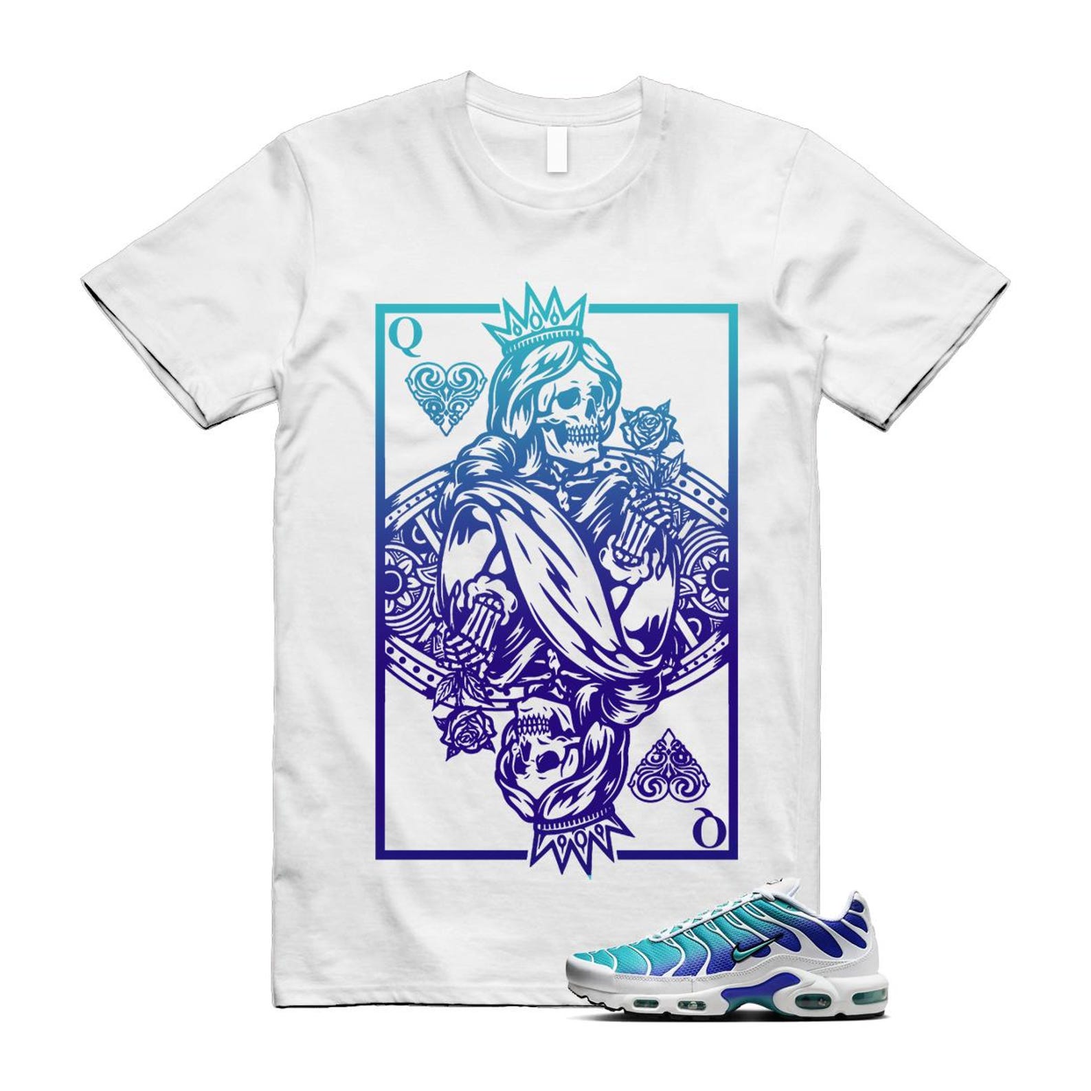 Air Max Bleached Aqua Fierce Purple White Plus Gradient T Shirt Match QC ,AQ9979-100 T-Shirt, Sneaker Match Tee
