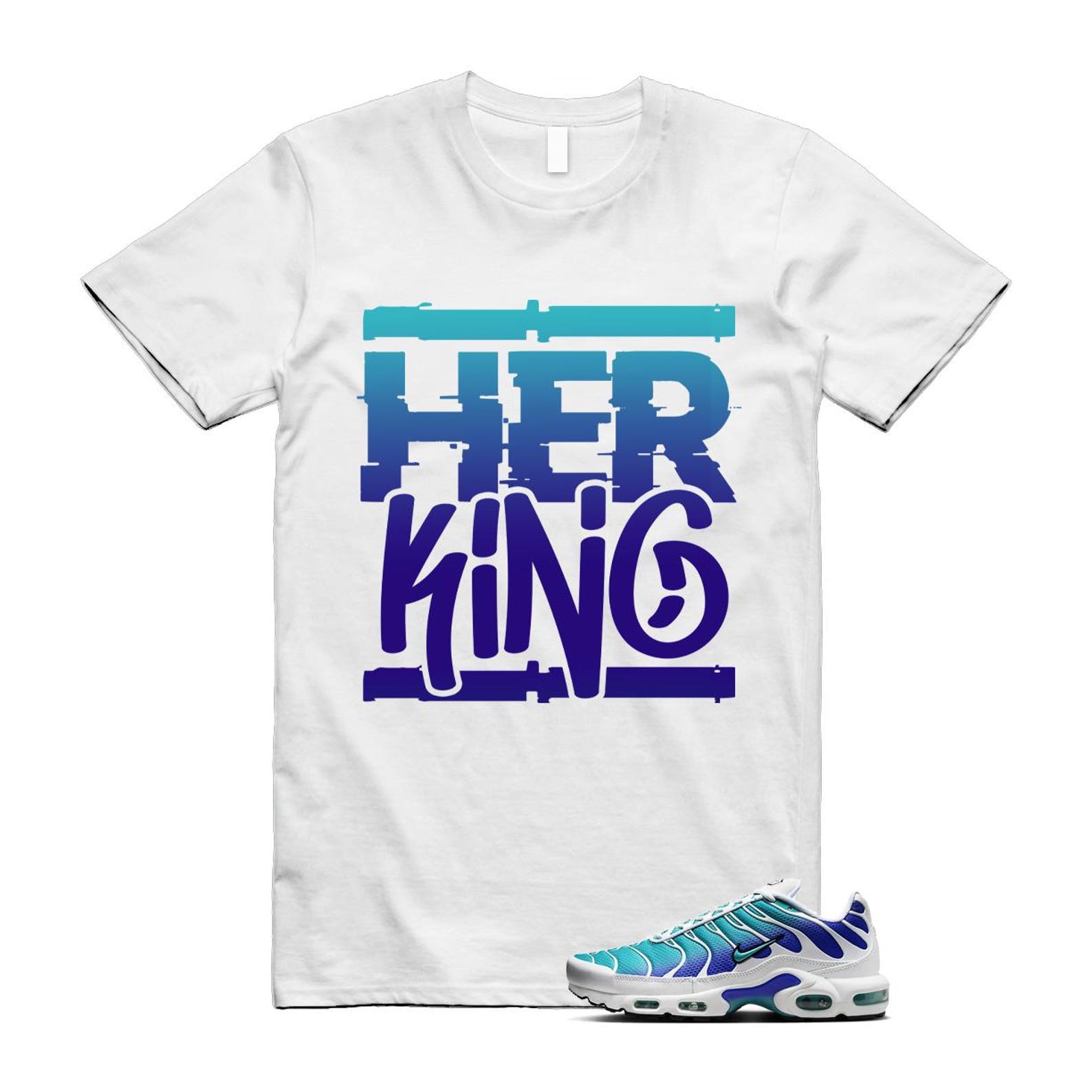 Air Max Bleached Aqua Fierce Purple White Plus Gradient T Shirt Match HK ,AQ9979-100 T-Shirt, Sneaker Match Tee