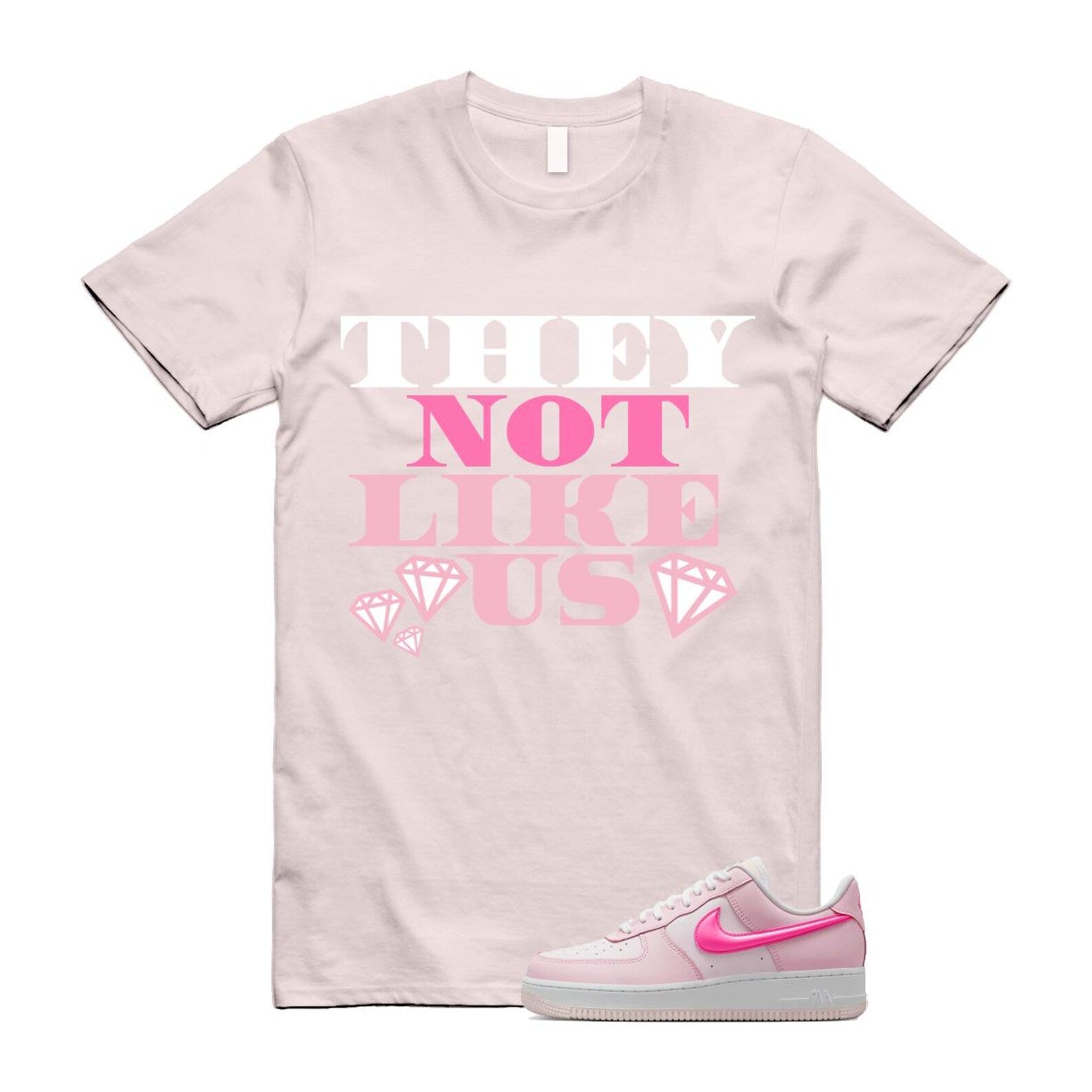 Air Force 1 '07 LX Pearl Pink Paw Print White Foam Playful T Shirt Match US2 ,HM3696-661 T-Shirt, Sneaker Match Tee