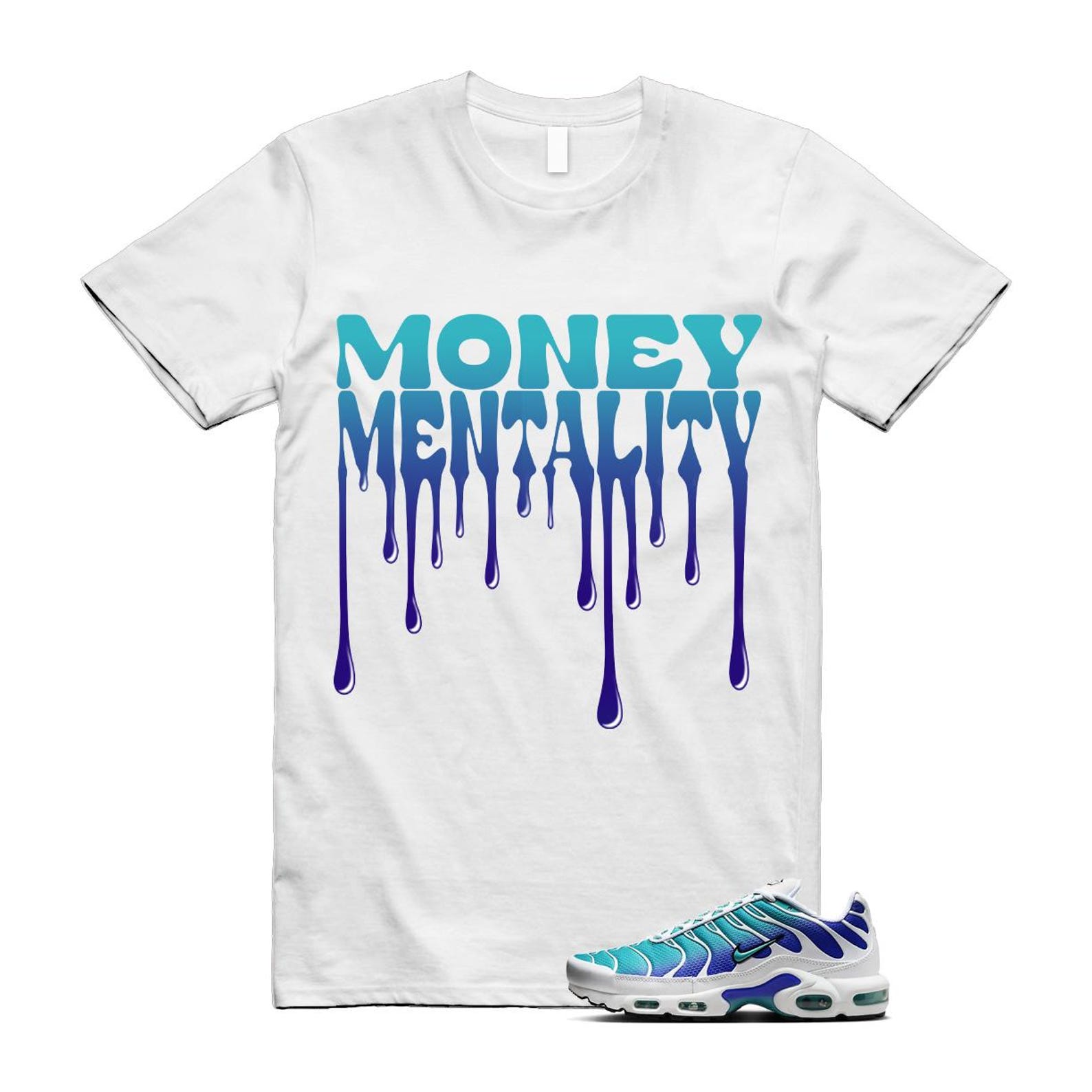 Air Max Bleached Aqua Fierce Purple White Plus Gradient T Shirt Match MENTALITY ,AQ9979-100 T-Shirt, Sneaker Match Tee
