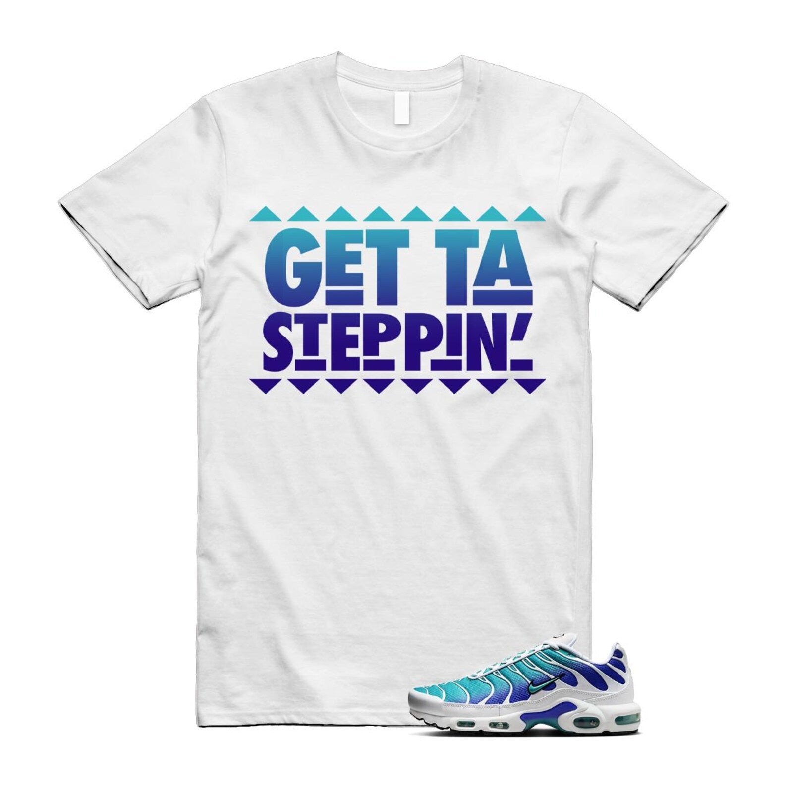 Air Max Bleached Aqua Fierce Purple White Plus Gradient T Shirt Match GET ,AQ9979-100 T-Shirt, Sneaker Match Tee
