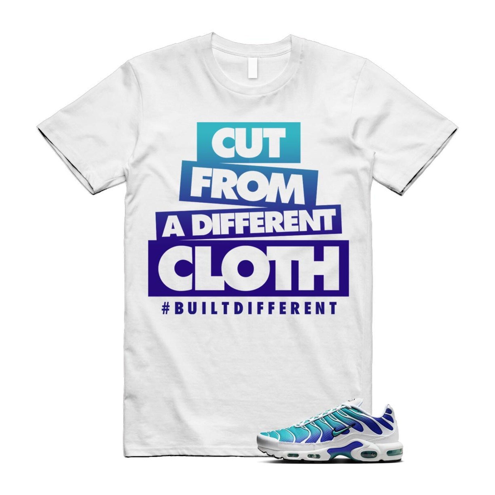 Air Max Bleached Aqua Fierce Purple White Plus Gradient T Shirt Match CLOTH ,AQ9979-100 T-Shirt, Sneaker Match Tee