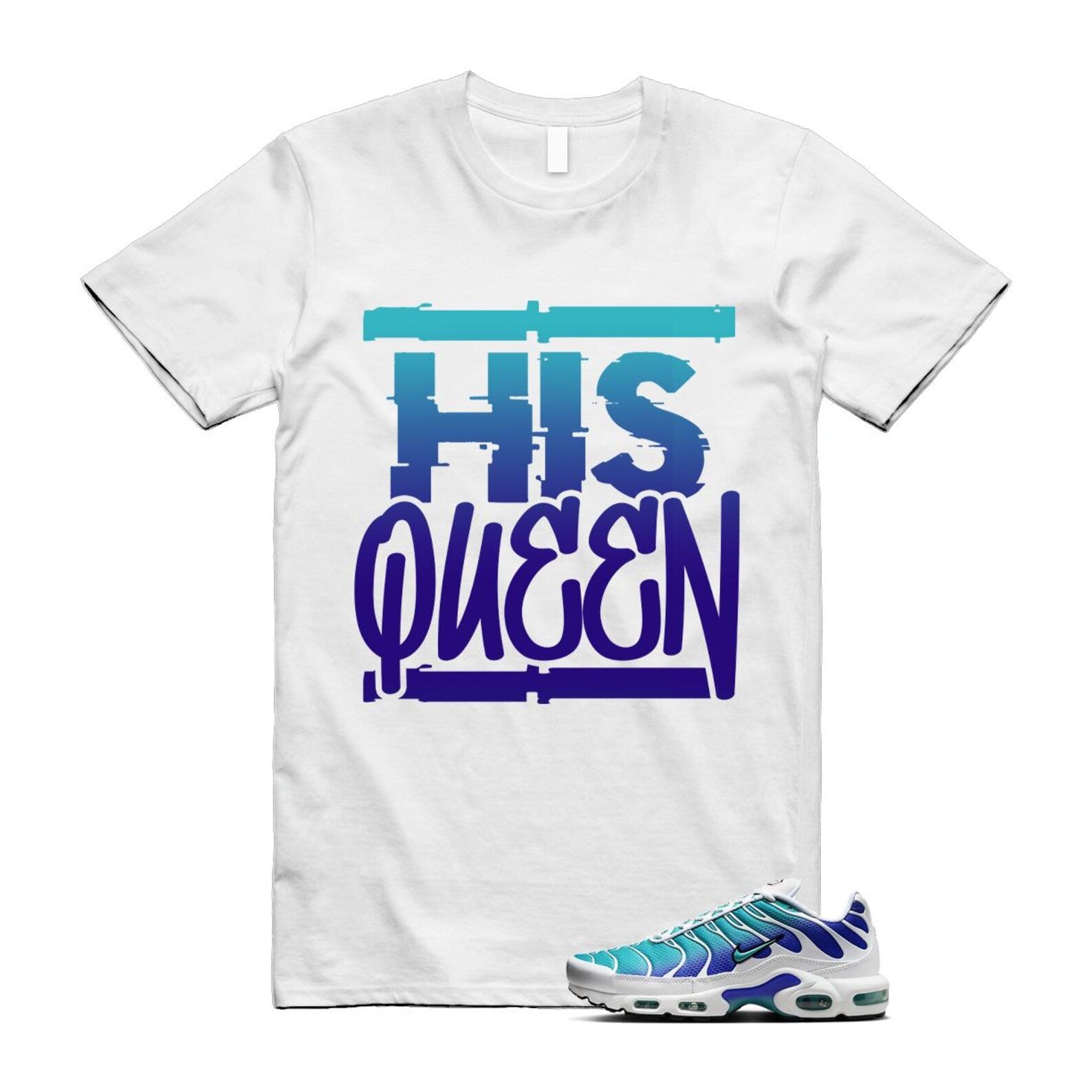 Air Max Bleached Aqua Fierce Purple White Plus Gradient T Shirt Match HQ ,AQ9979-100 T-Shirt, Sneaker Match Tee