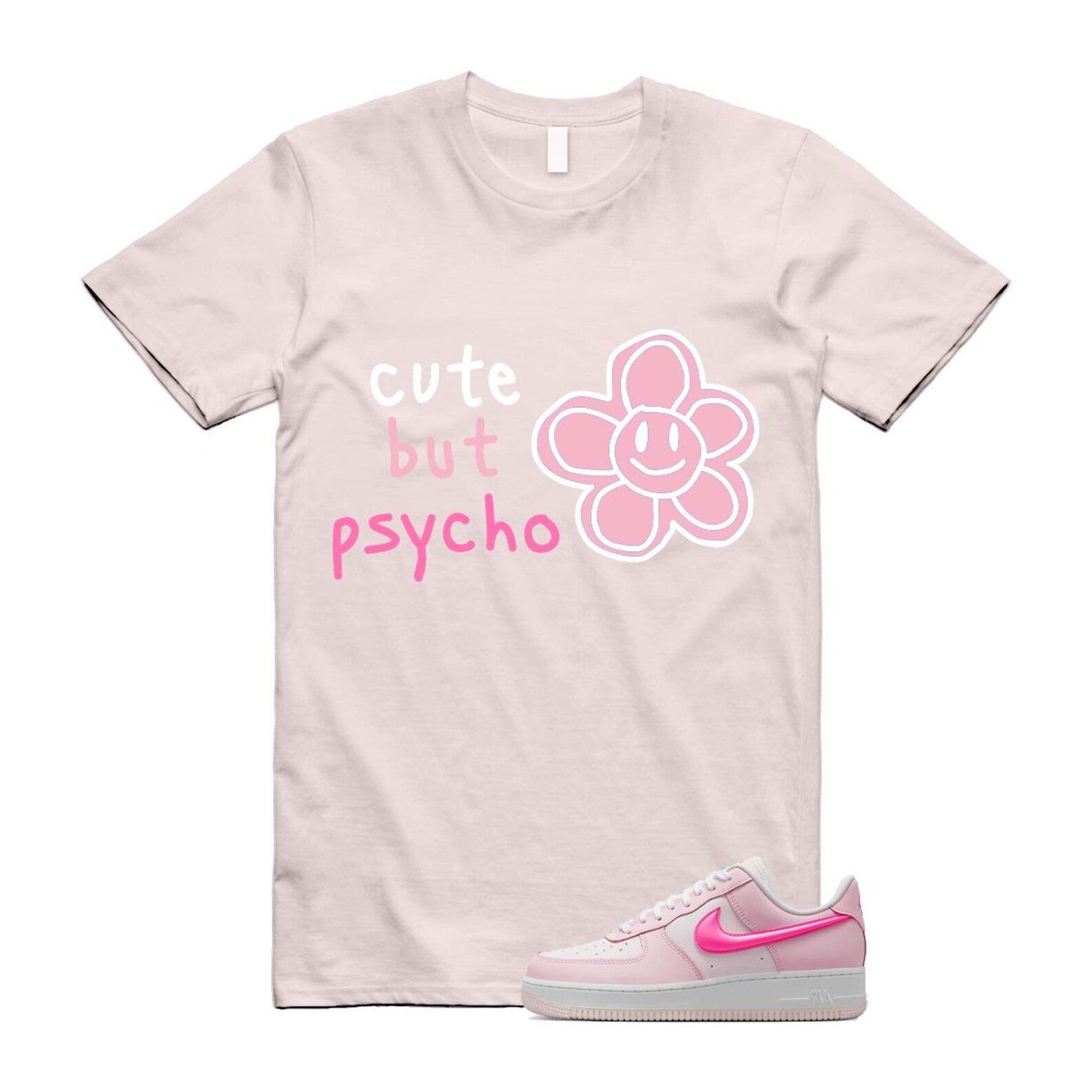 Air Force 1 '07 LX Pearl Pink Paw Print White Foam Playful T Shirt Match PSYCHO ,HM3696-661 T-Shirt, Sneaker Match Tee