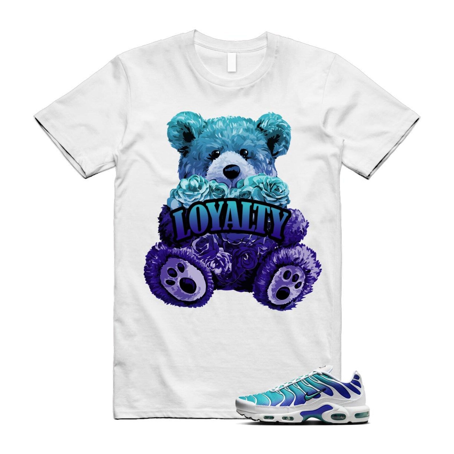 Air Max Bleached Aqua Fierce Purple White Plus Gradient T Shirt Match LYLTY ,AQ9979-100 T-Shirt, Sneaker Match Tee