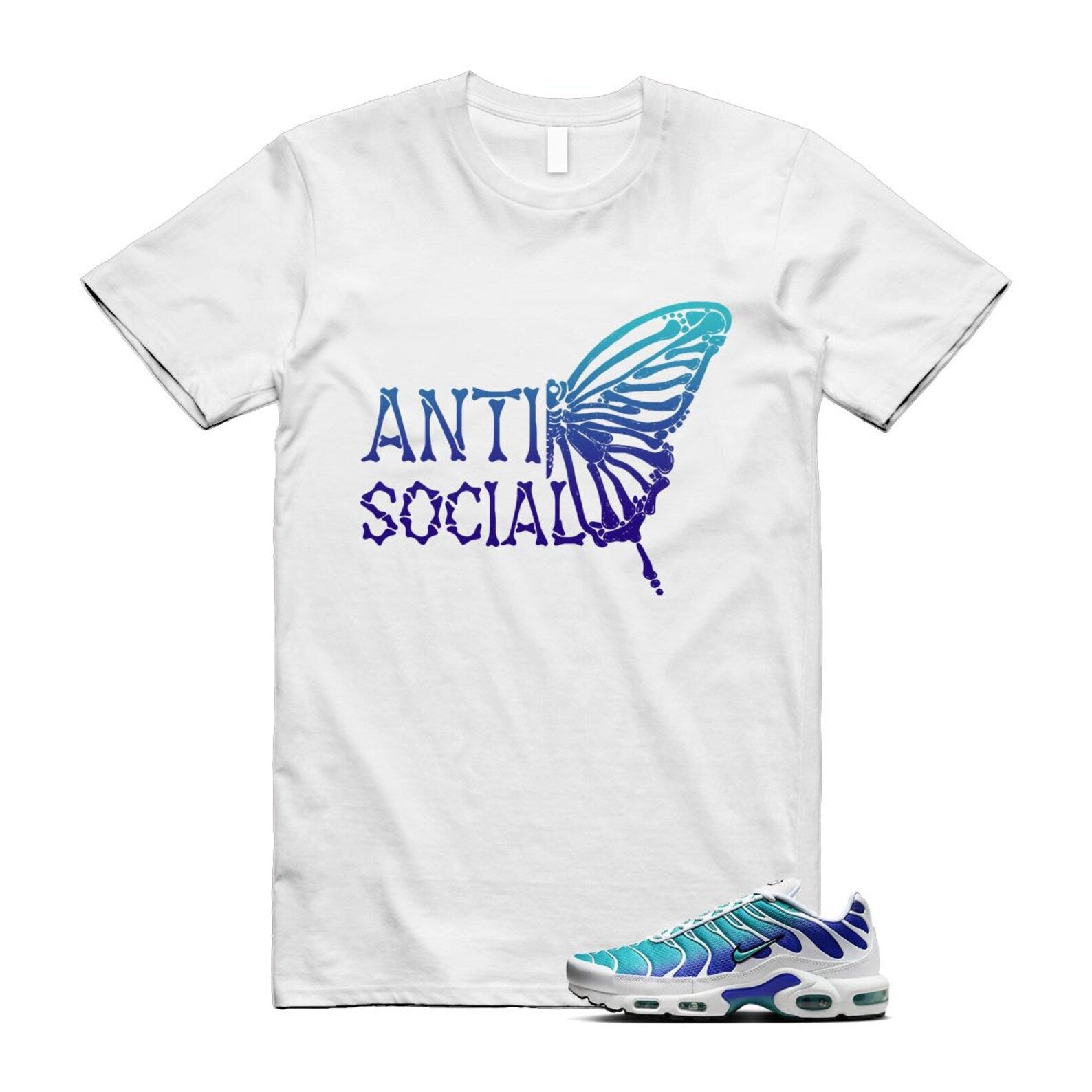 Air Max Bleached Aqua Fierce Purple White Plus Gradient T Shirt Match ASB ,AQ9979-100 T-Shirt, Sneaker Match Tee