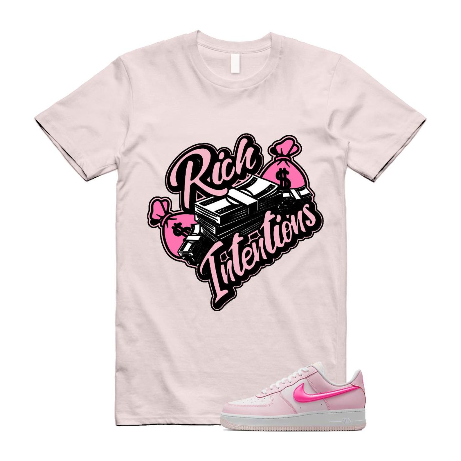 Air Force 1 '07 LX Pearl Pink Paw Print White Foam Playful T Shirt Match RICH ,HM3696-661 T-Shirt, Sneaker Match Tee