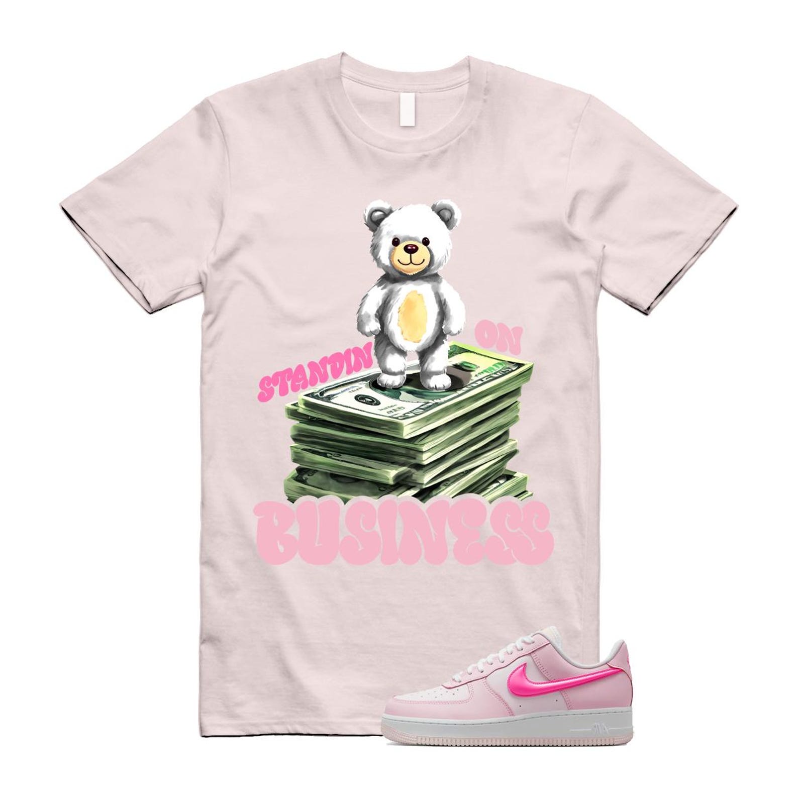 Air Force 1 '07 LX Pearl Pink Paw Print White Foam Playful T Shirt Match SB2 ,HM3696-661 T-Shirt, Sneaker Match Tee