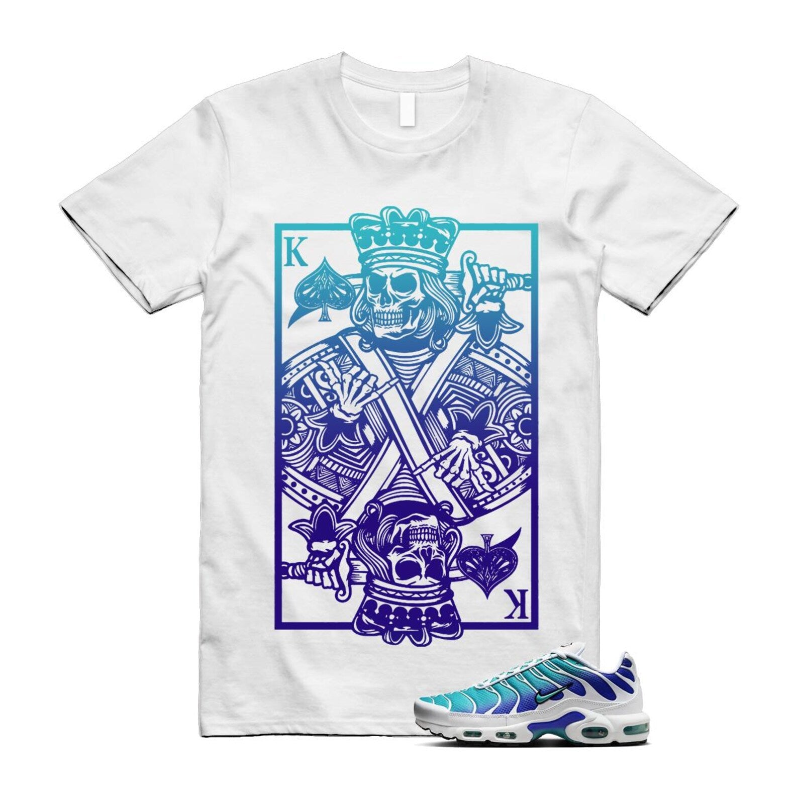 Air Max Bleached Aqua Fierce Purple White Plus Gradient T Shirt Match KC ,AQ9979-100 T-Shirt, Sneaker Match Tee