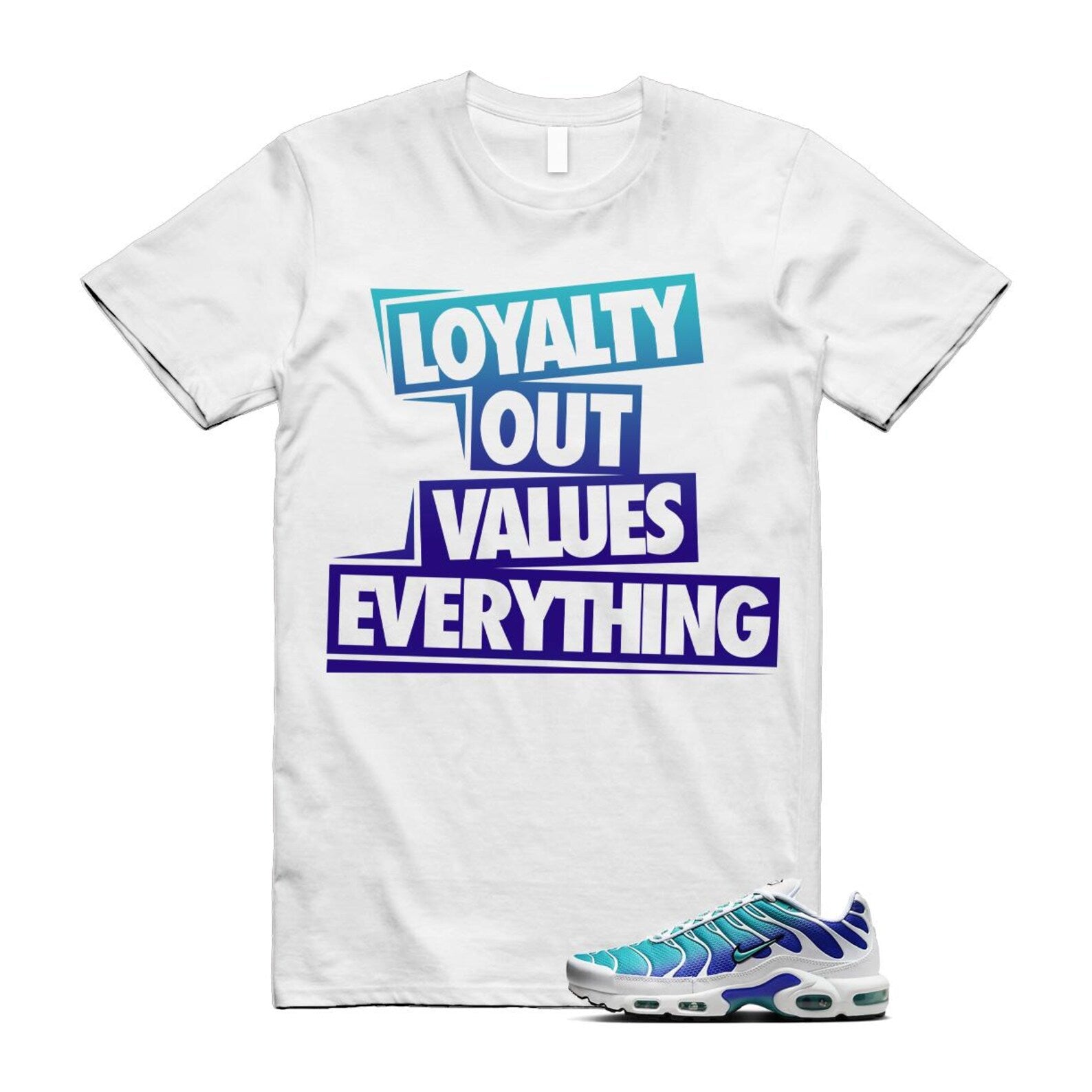 Air Max Bleached Aqua Fierce Purple White Plus Gradient T Shirt Match LOVE ,AQ9979-100 T-Shirt, Sneaker Match Tee