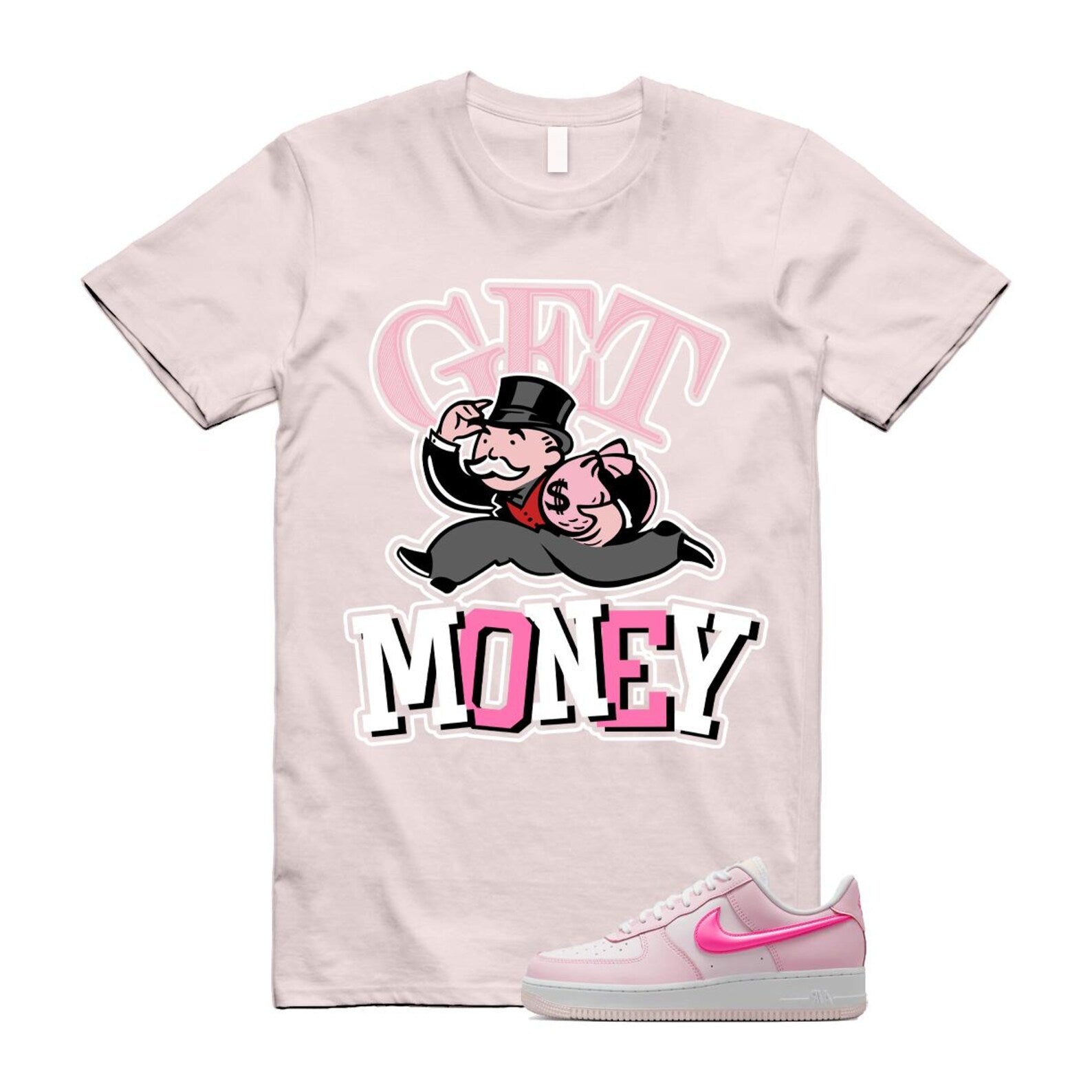 Air Force 1 '07 LX Pearl Pink Paw Print White Foam Playful T Shirt Match GM ,HM3696-661 T-Shirt, Sneaker Match Tee