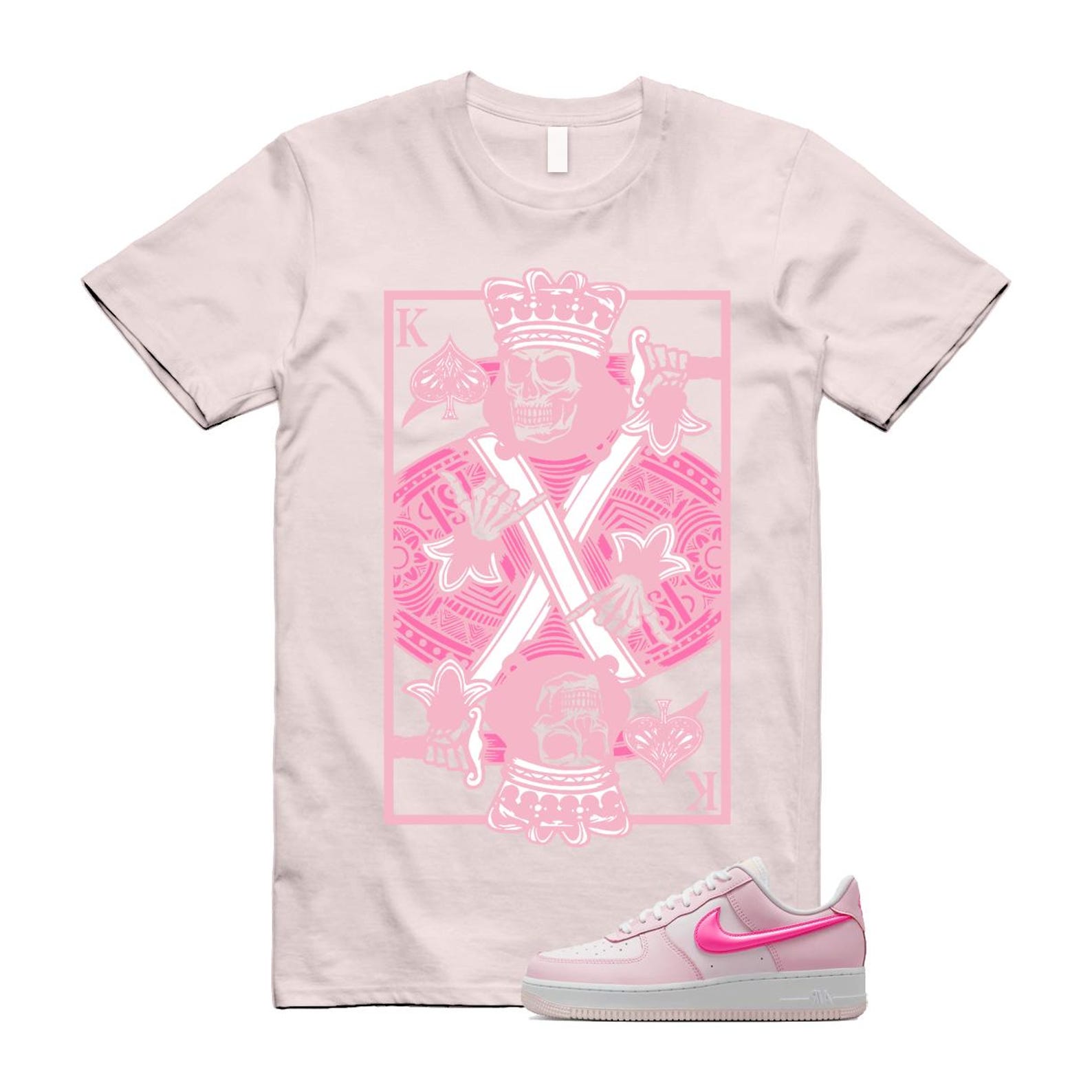 Air Force 1 '07 LX Pearl Pink Paw Print White Foam Playful T Shirt Match KC ,HM3696-661 T-Shirt, Sneaker Match Tee