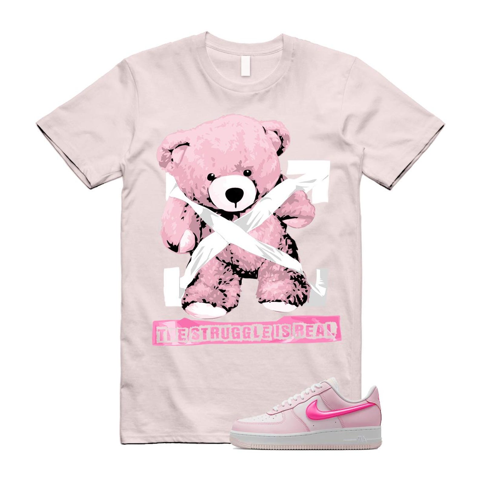 Air Force 1 '07 LX Pearl Pink Paw Print White Foam Playful T Shirt Match STRUG ,HM3696-661 T-Shirt, Sneaker Match Tee