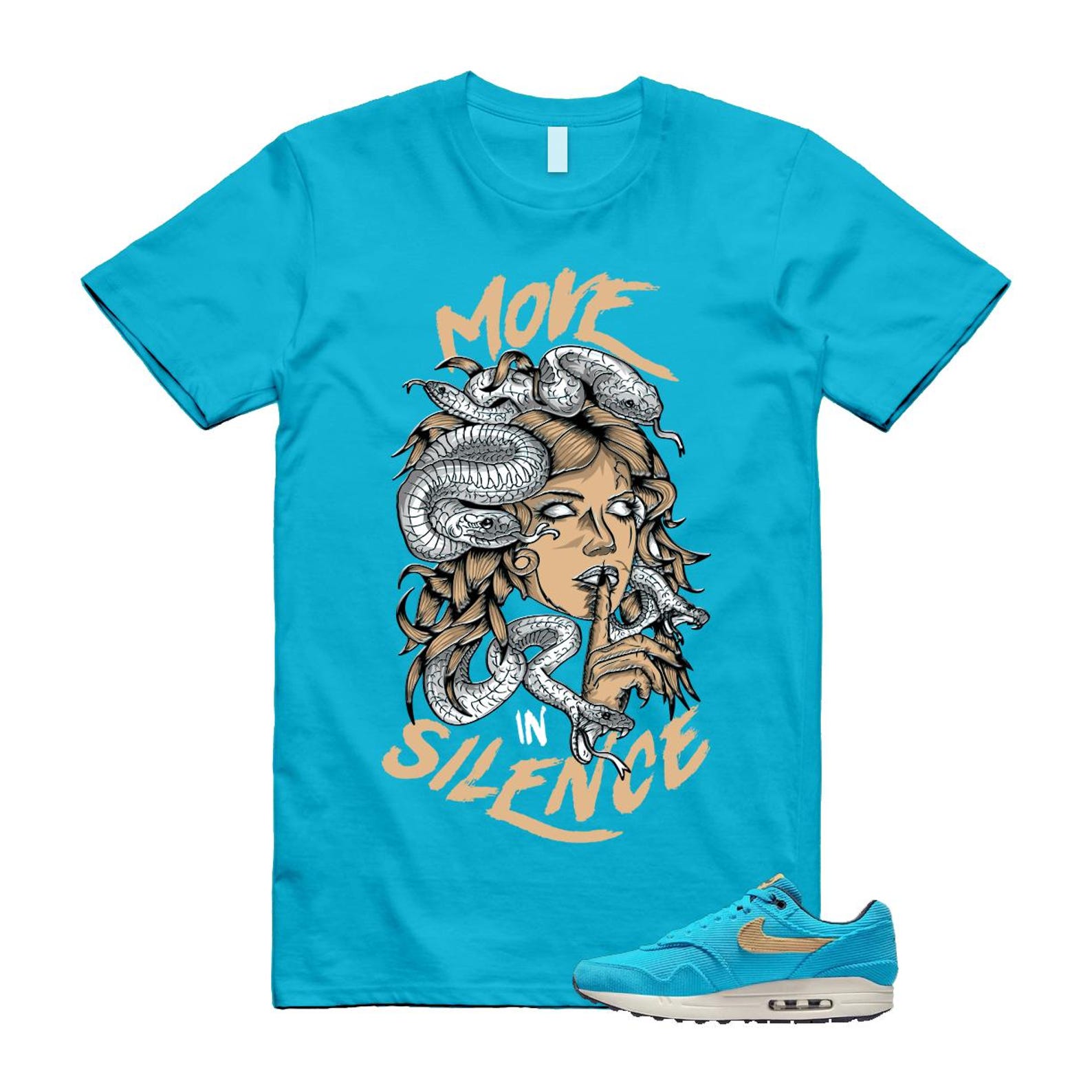 Air Max 1 Baltic Blue Corduroy Sesame White Gridiron Sail T Shirt Match MIS ,FB8915-400 T-Shirt, Sneaker Match Tee