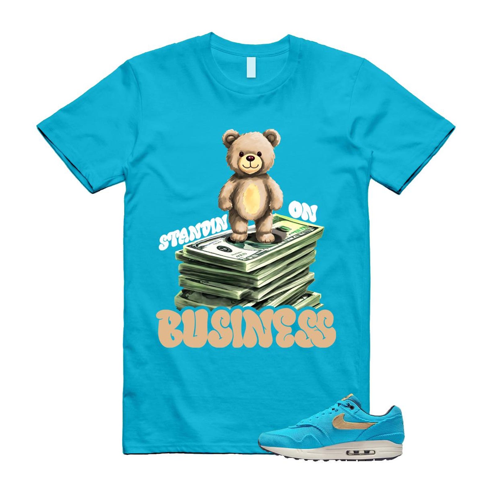 Air Max 1 Baltic Blue Corduroy Sesame White Gridiron Sail T Shirt Match SB2 ,FB8915-400 T-Shirt, Sneaker Match Tee