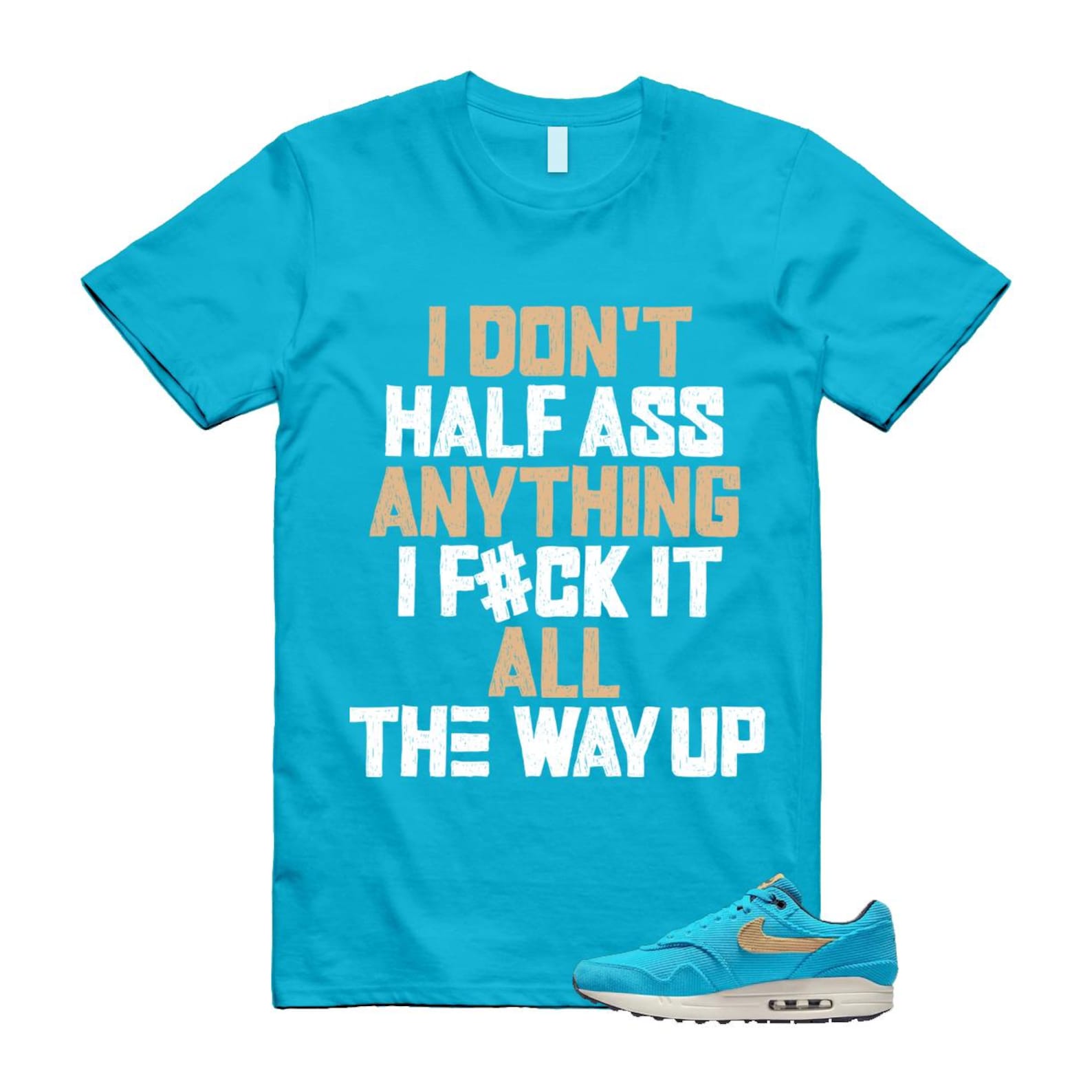 Air Max 1 Baltic Blue Corduroy Sesame White Gridiron Sail T Shirt Match HALF ,FB8915-400 T-Shirt, Sneaker Match Tee