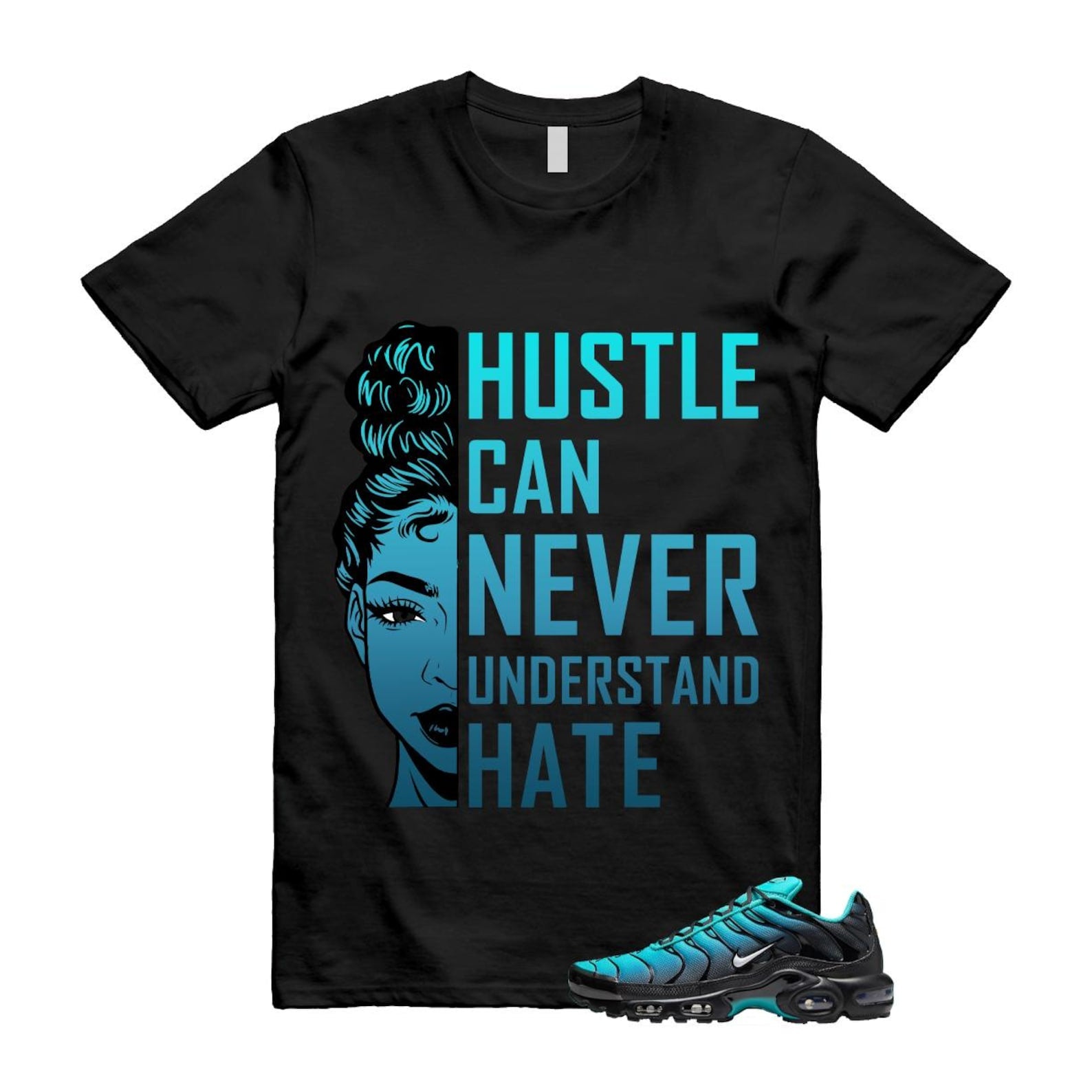 Air Max Light Retro Blue Black Summit White Plus T Shirt Match HUSTLE ,DM0032-401 T-Shirt, Sneaker Match Tee