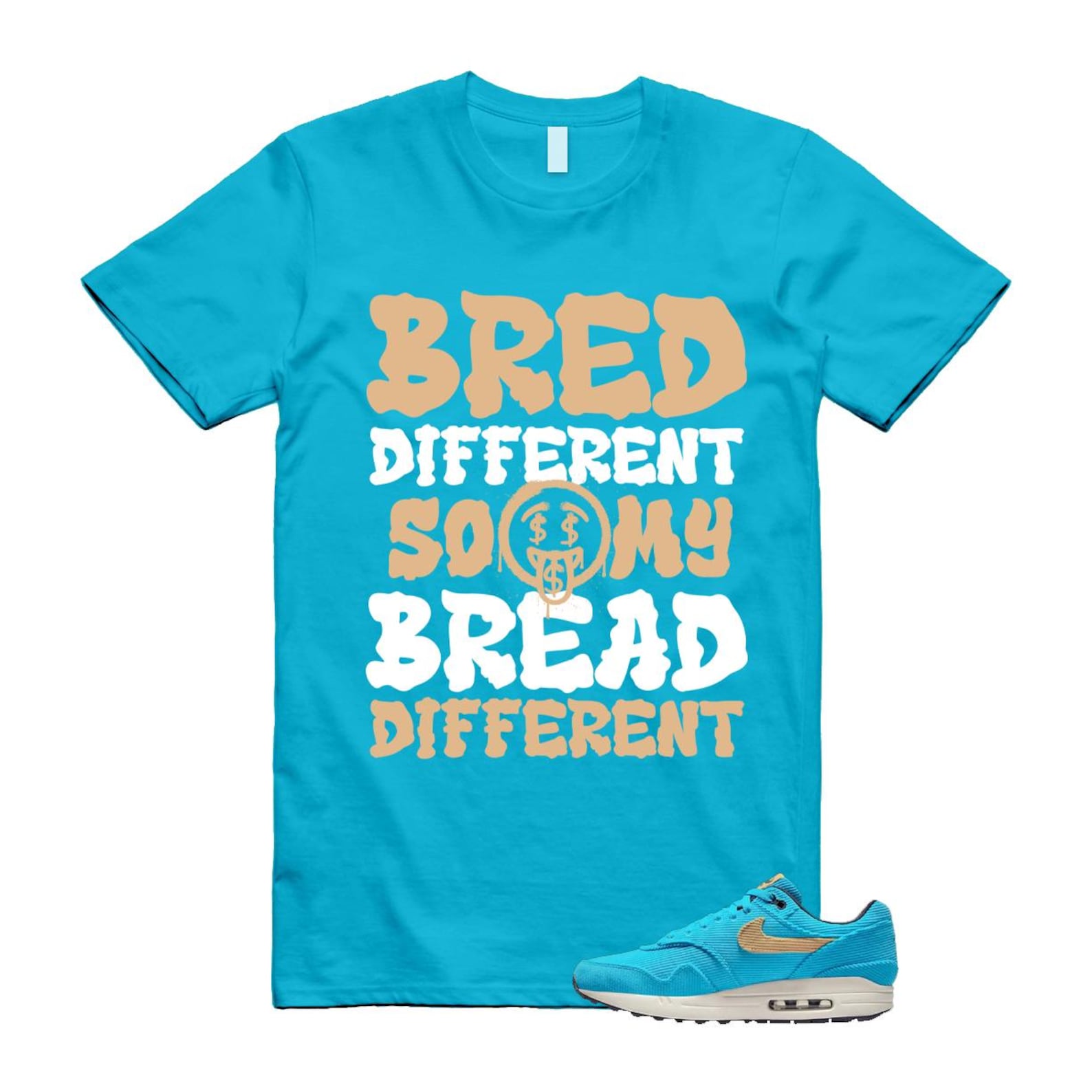 Air Max 1 Baltic Blue Corduroy Sesame White Gridiron Sail T Shirt Match BDBD ,FB8915-400 T-Shirt, Sneaker Match Tee