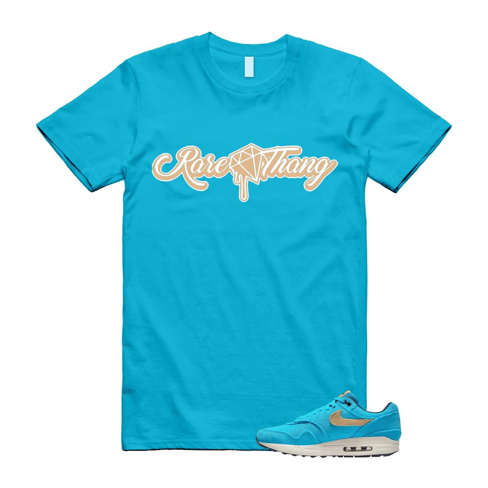 Air Max 1 Baltic Blue Corduroy Sesame White Gridiron Sail T Shirt Match RARE ,FB8915-400 T-Shirt, Sneaker Match Tee