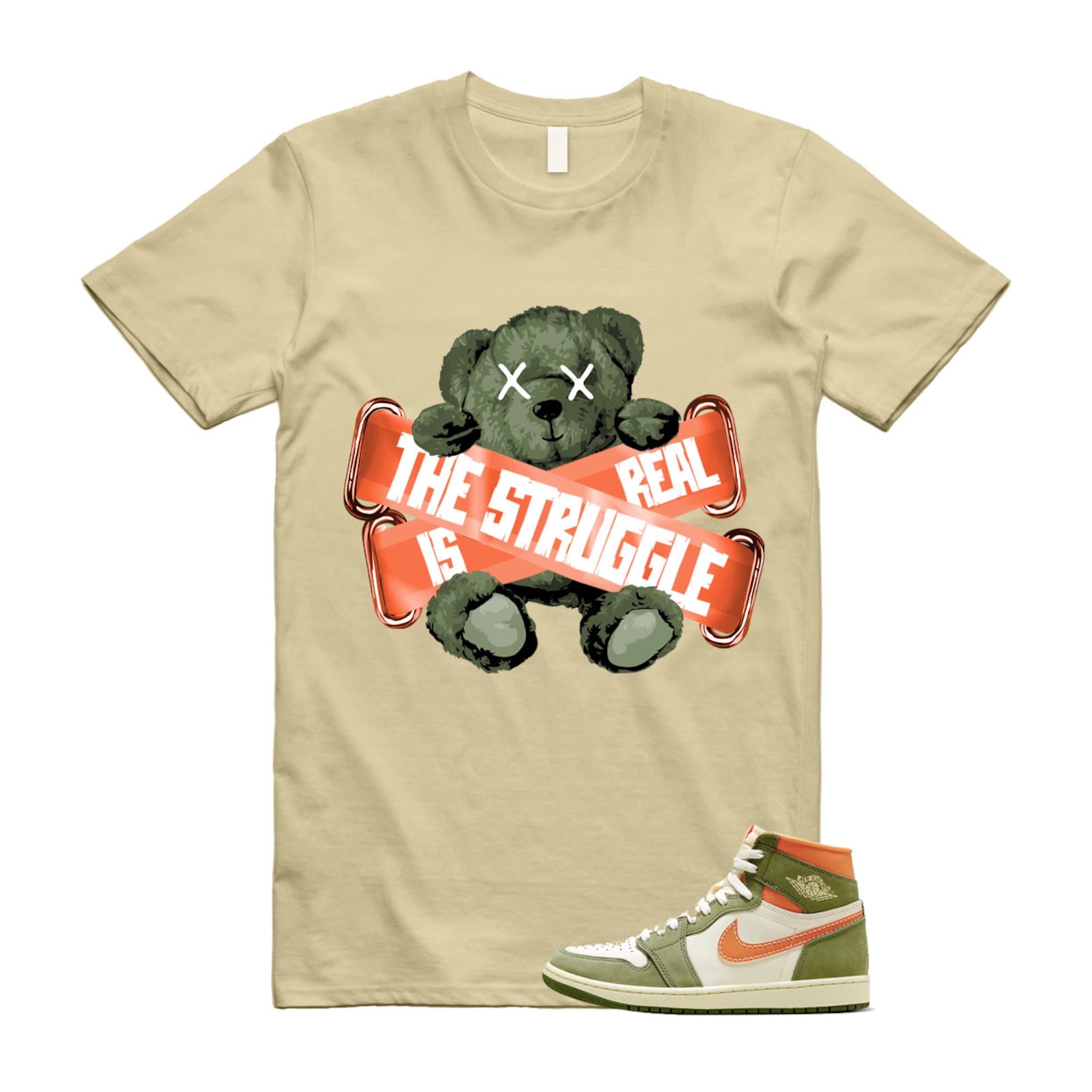 Craft Celadon 1 High OG Sky J Light Olive Bright Mandarin Coconut Milk T Shirt Match TSIR ,FB9934-300 T-Shirt, Sneaker Match Tee