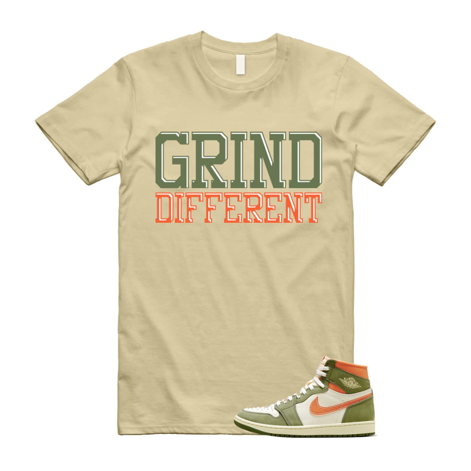 Craft Celadon 1 High OG Sky J Light Olive Bright Mandarin Coconut Milk T Shirt Match GRD ,FB9934-300 T-Shirt, Sneaker Match Tee
