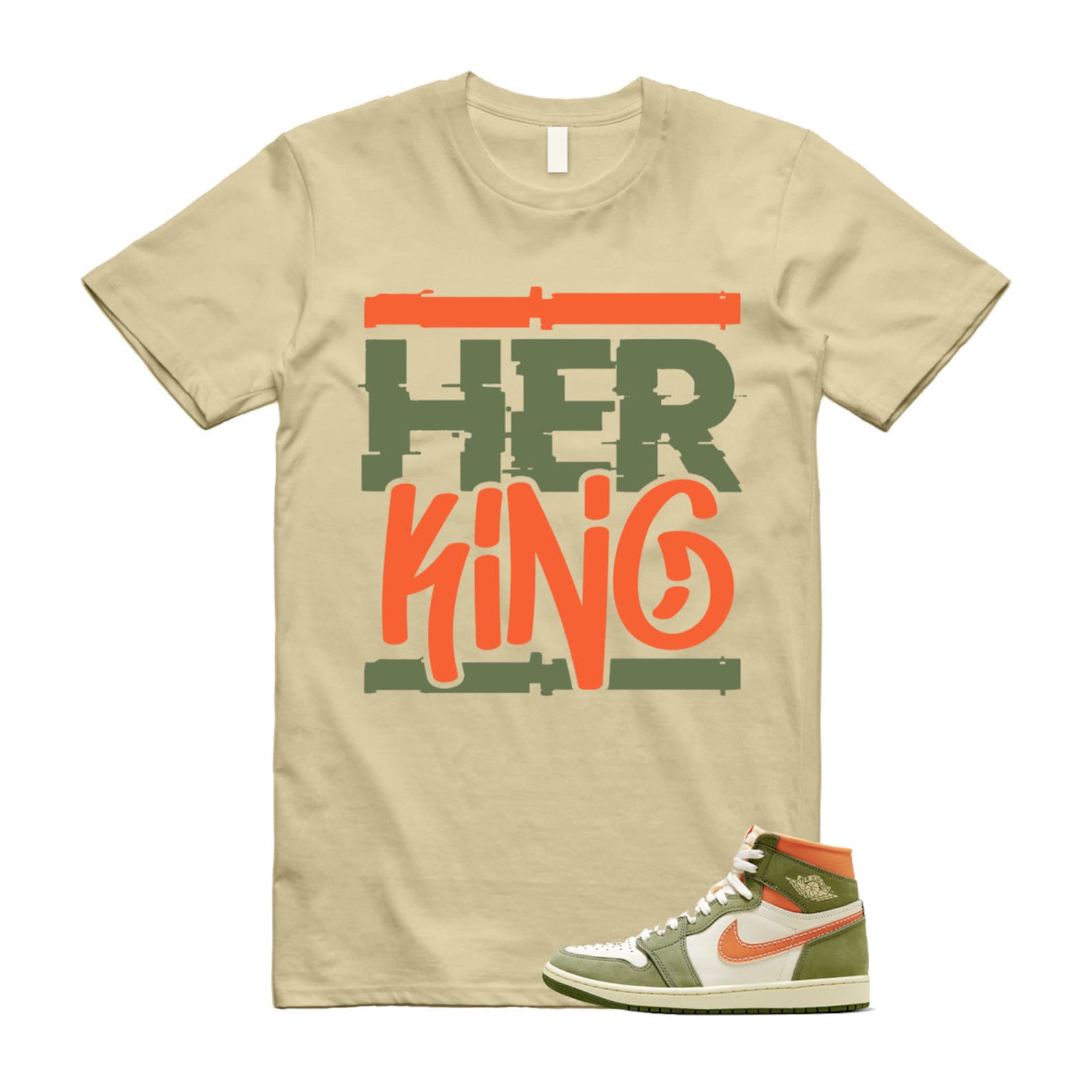 Craft Celadon 1 High OG Sky J Light Olive Bright Mandarin Coconut Milk T Shirt Match HK ,FB9934-300 T-Shirt, Sneaker Match Tee