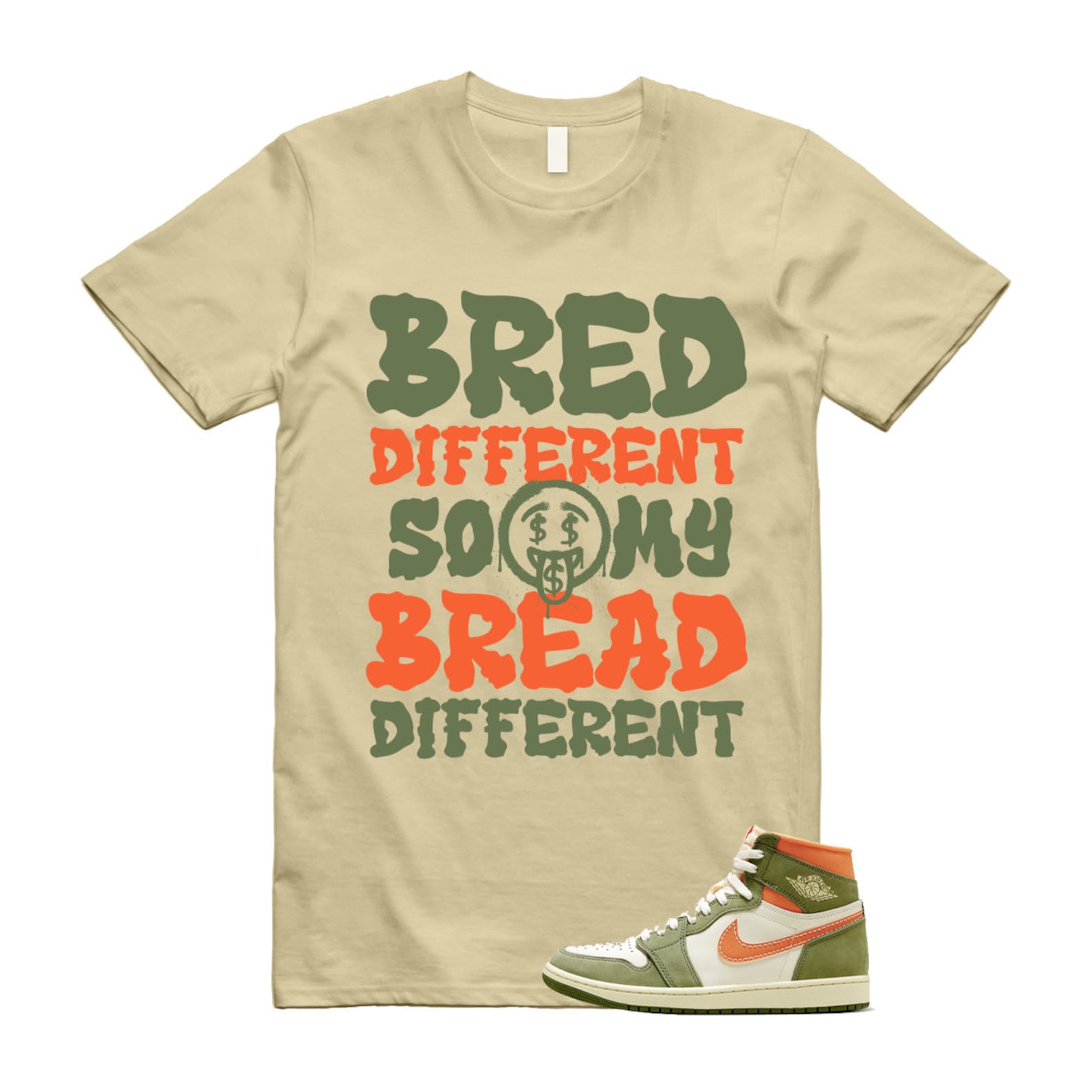 Craft Celadon 1 High OG Sky J Light Olive Bright Mandarin Coconut Milk T Shirt Match BDBD ,FB9934-300 T-Shirt, Sneaker Match Tee