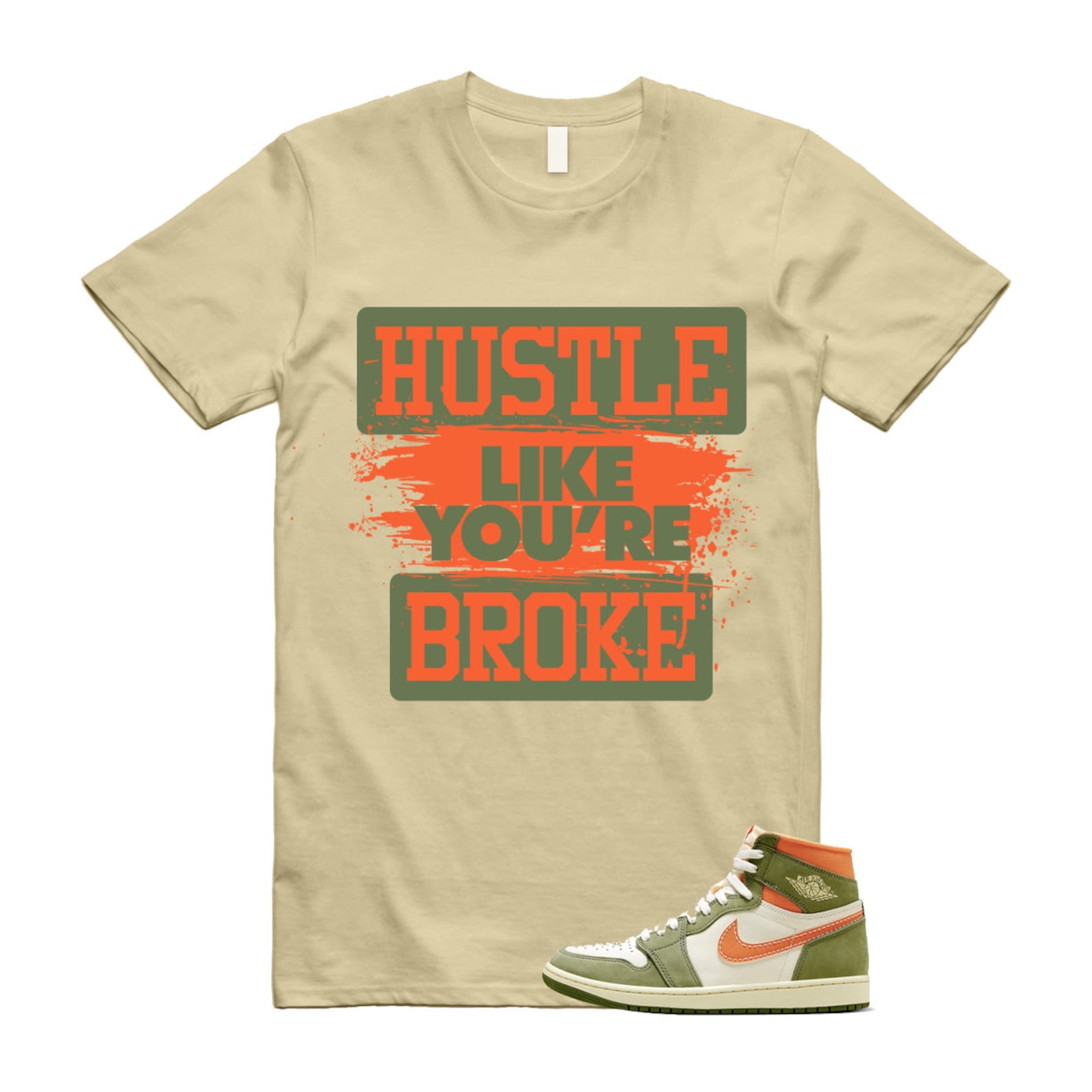 Craft Celadon 1 High OG Sky J Light Olive Bright Mandarin Coconut Milk T Shirt Match HLYB ,FB9934-300 T-Shirt, Sneaker Match Tee