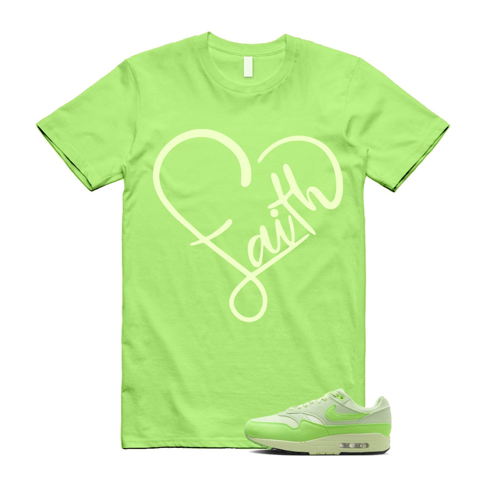 Air Max 1 '87 Vapor Green High Saturation Barely Volt Strike T Shirt Match FAITH ,HJ7329-376 T-Shirt, Sneaker Match Tee