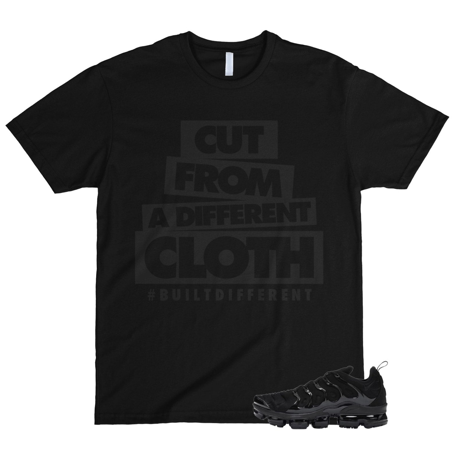 VaporMax Triple Black Air Plus Dark Grey T Shirt Match CLOTH ,924453-004 T-Shirt, Sneaker Match Tee