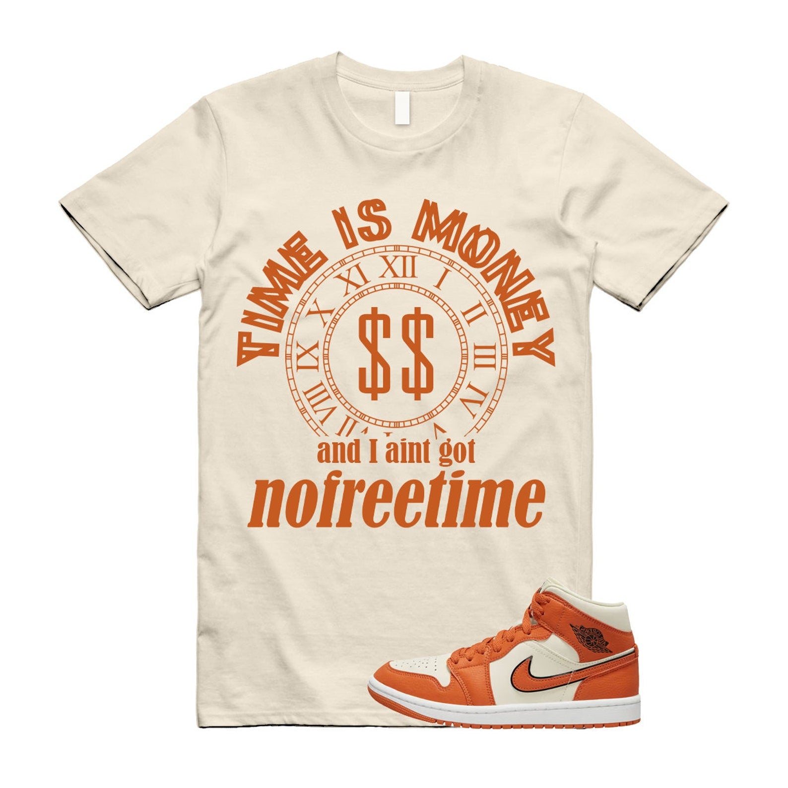 FREETIME T Shirt to match Air J 1 Mid SE WMNS Coconut Milk Sport Spice Black Sail Shattered Backboard ,DV1302-100 T-Shirt, Sneaker Match Tee