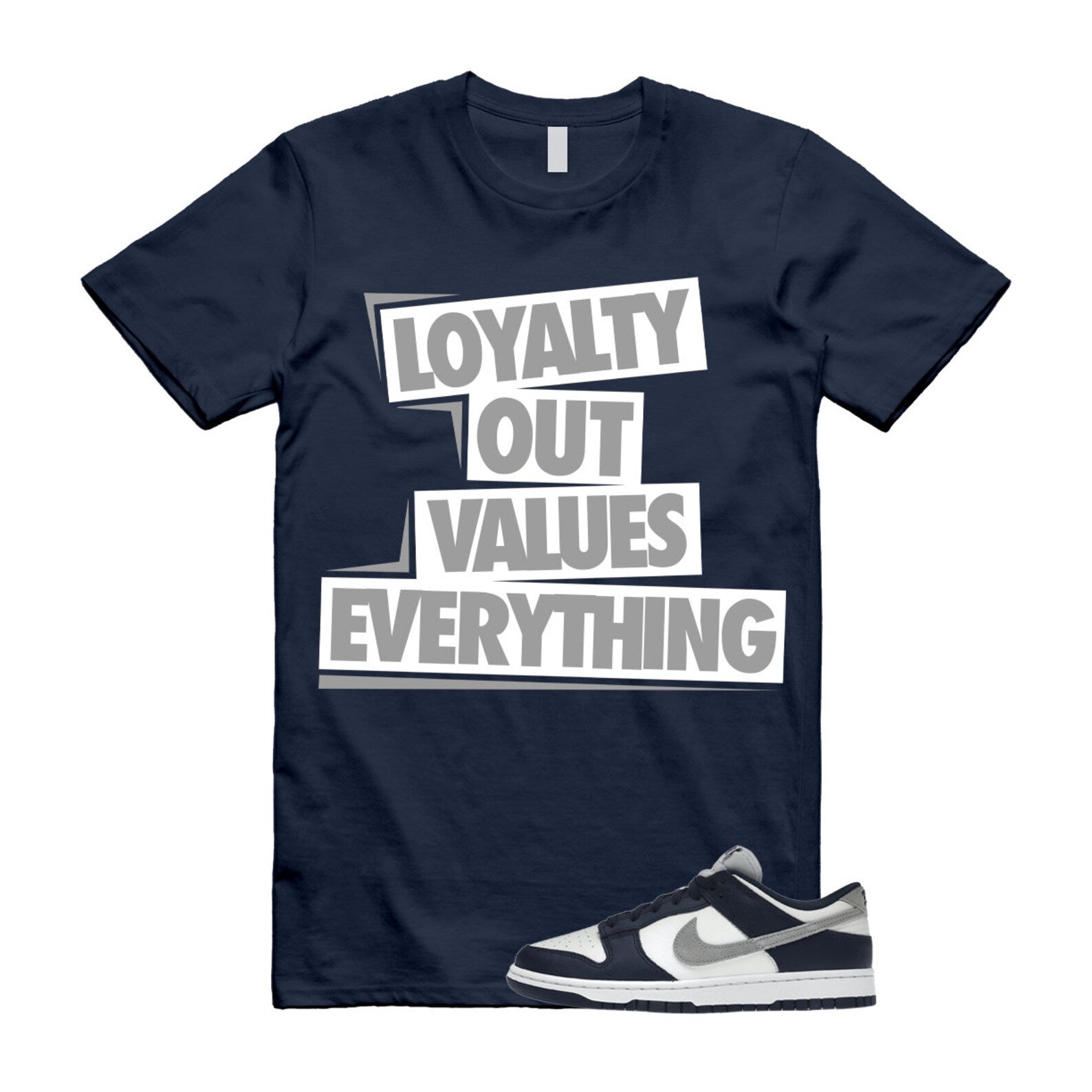 LOVE T Shirt to match N Dunk Low Midnight Navy Summit White Light Smoke Grey ,FD9749-400 T-Shirt, Sneaker Match Tee